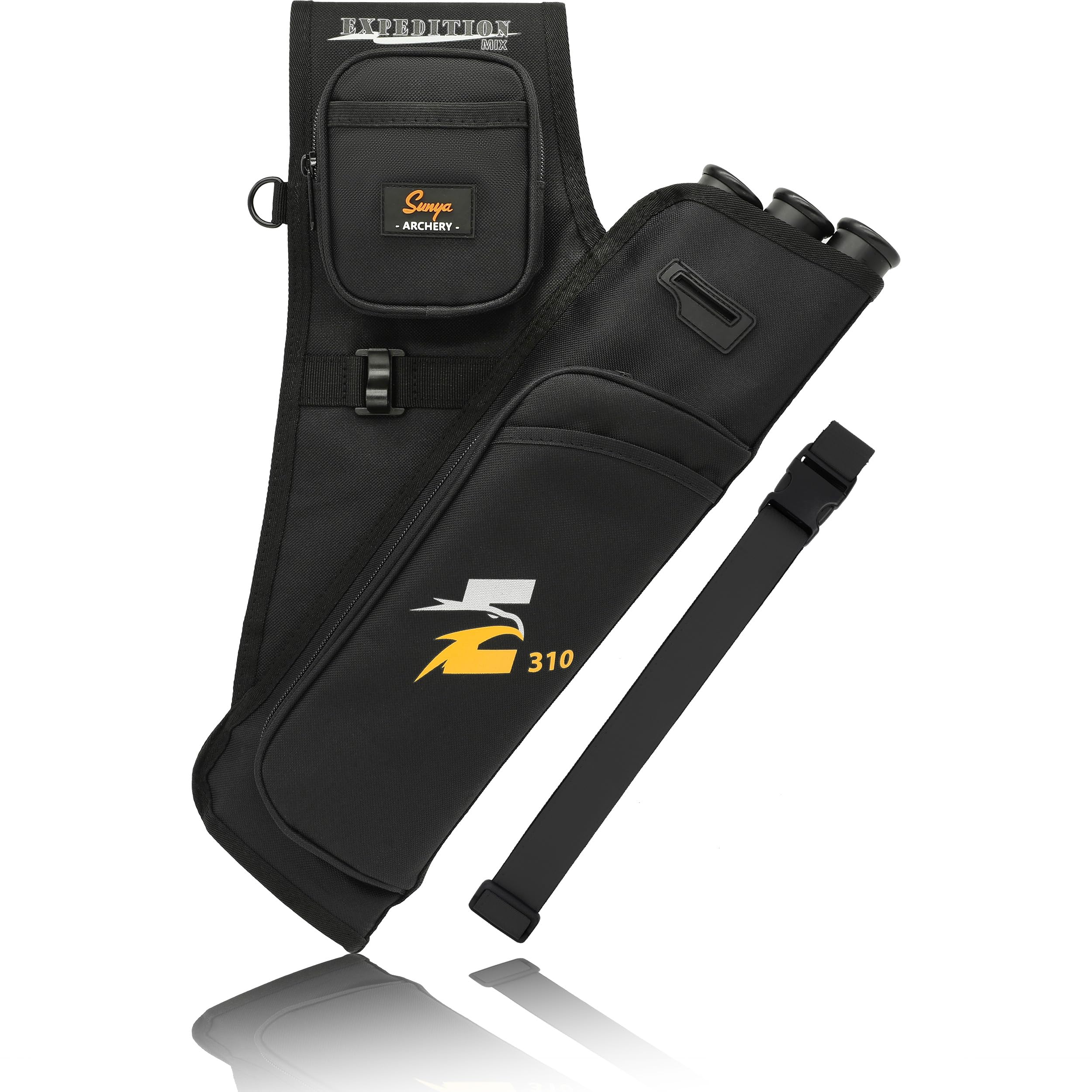 Sunya faretra per frecce Arco. Include 3 Tubi portafrecce, Tasche per Accessori e Cintura. Adatto per Archi Compound e recurve. - 1