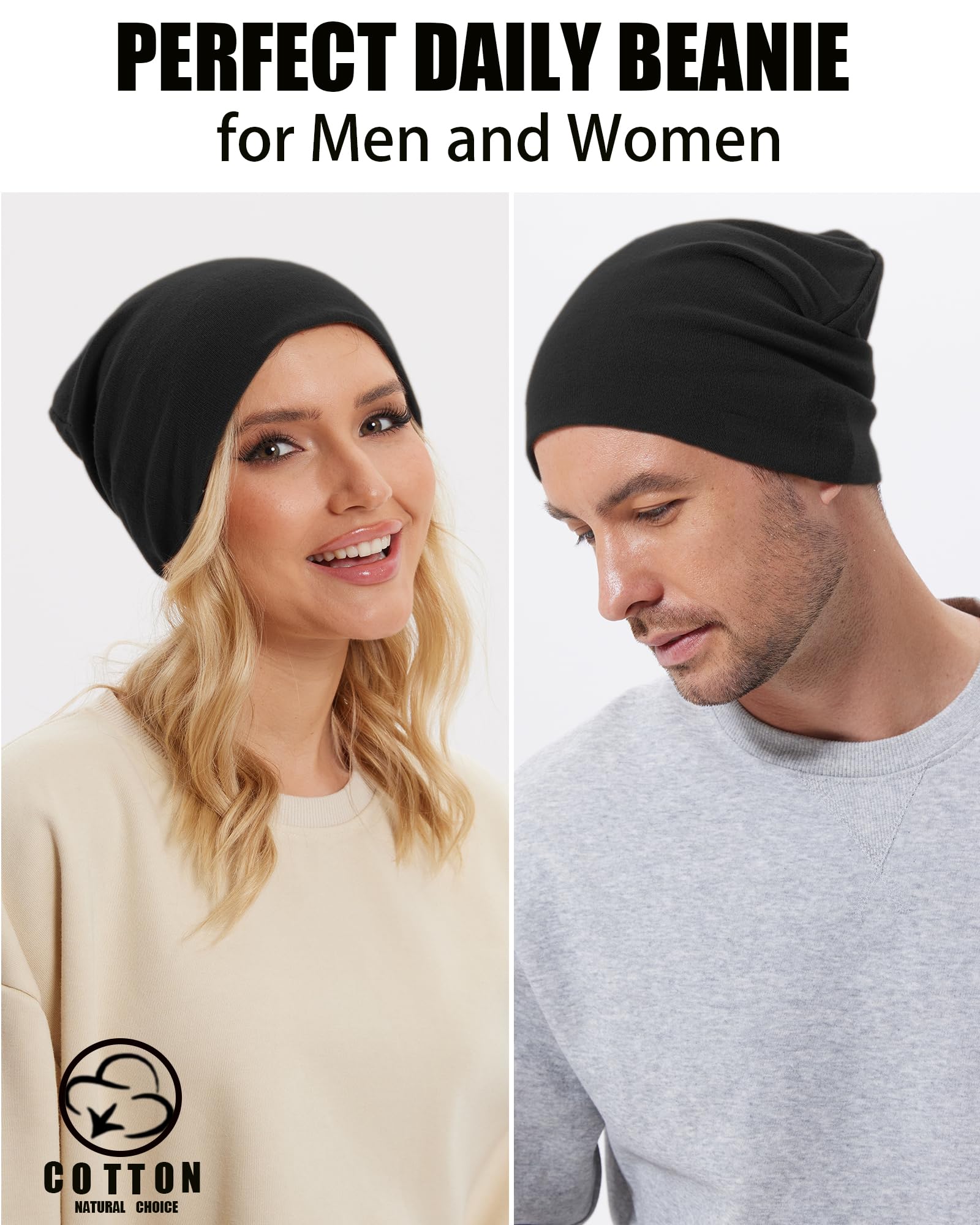 choshion Thin 100% Cotton Fine-Knit Beanie Hat-Lightweight Ultra Soft Slouchy Daily Cuffed Beanies Hats Chemo Skull Cap — view 4