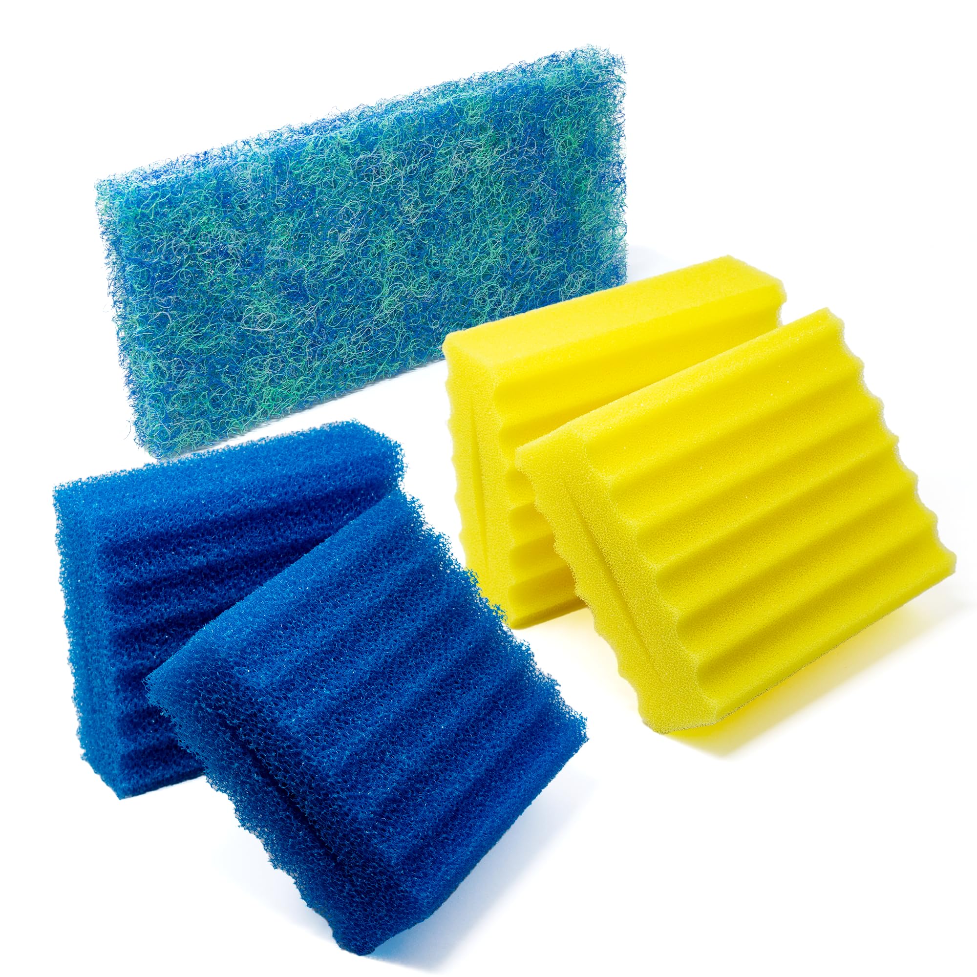 Pondlife Teichfilter-Schwämme Ersatz-Set mit Japanmatte, 2x grob und 2x fein, 1x strukturierte Filtermatte, kompatibel mit SunSun CBF 350, für klares Teichwasser
