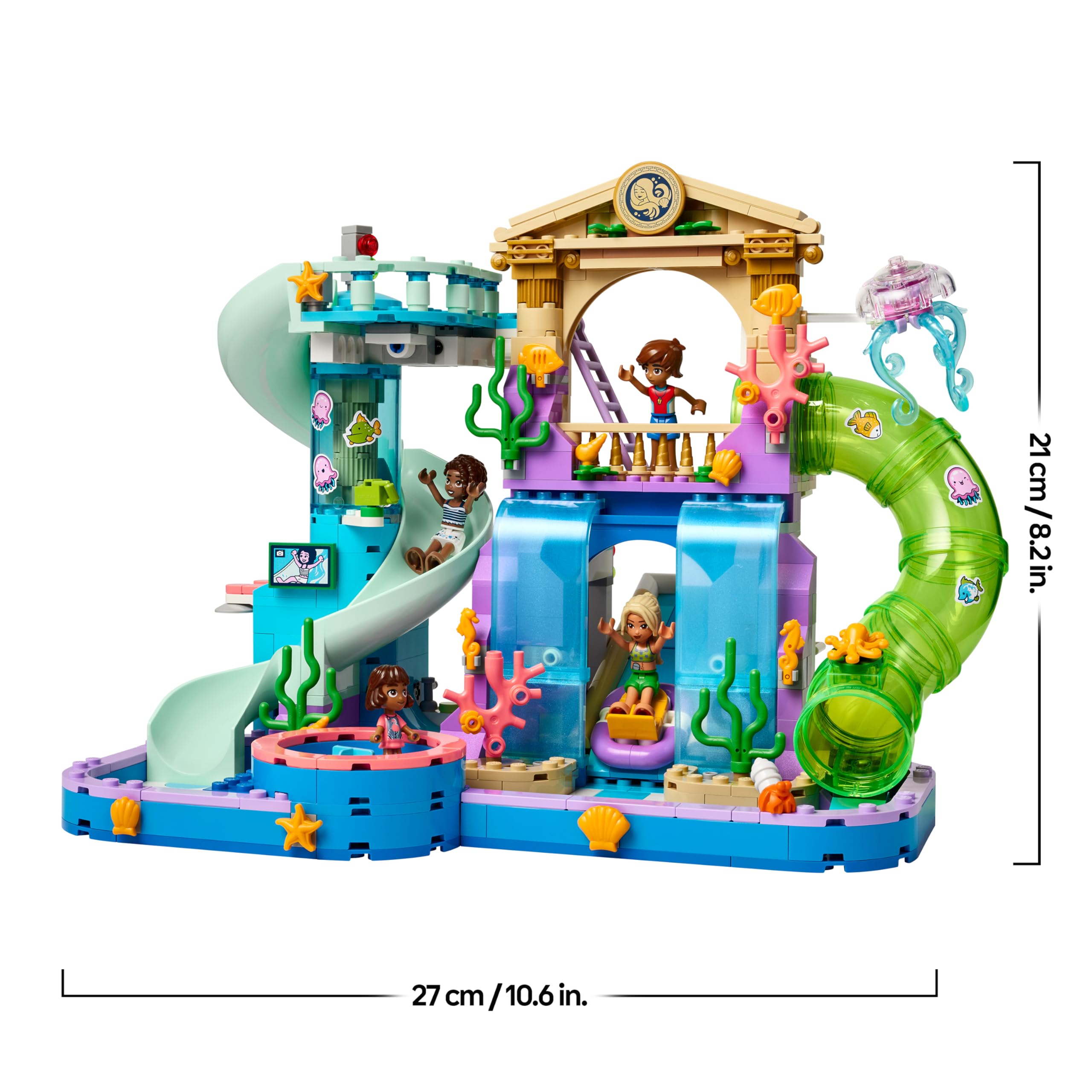 LEGO Friends Parco Acquatico di Heartlake City - Giocattolo con 4 Mini Bamboline, 3 Scivoli e Tanti Accessori peri Giochi Estivi - Regalo Creativo per Bambine da 8 Anni in su - 42630