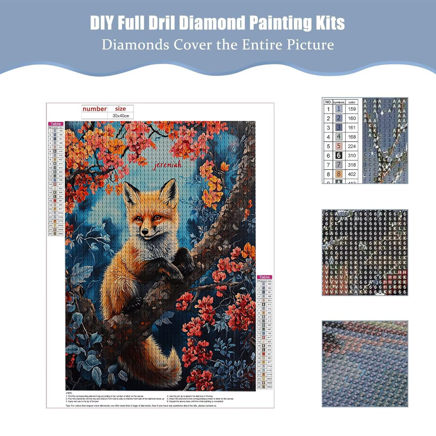 Hyupuanj Zestaw do malowania diamentowego 5D DIY kwiat lisa, 91 x 122 cm h
