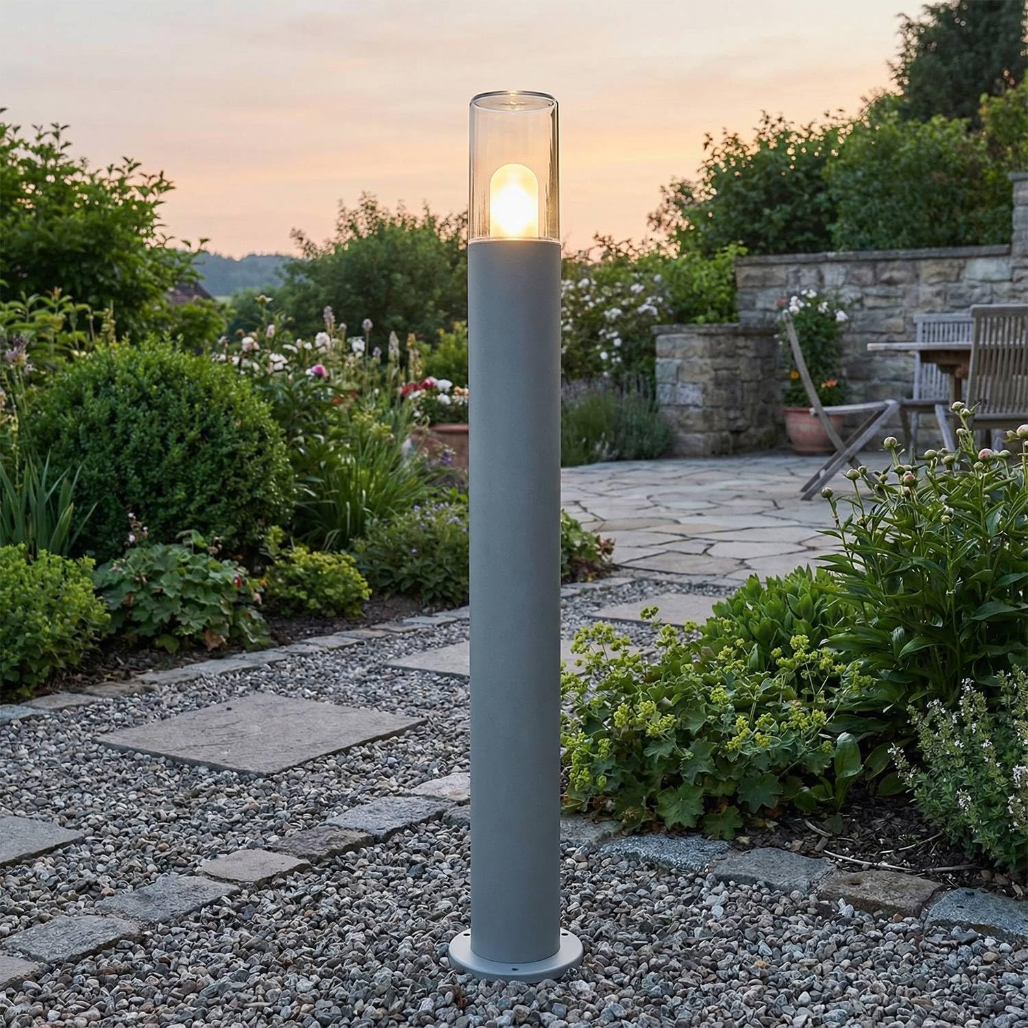 Lampione a paletto in alluminio pressofuso IP44 altezza 80 cm E27 grigio moderno lampada da vialetto luce da esterno illuminazione giardino