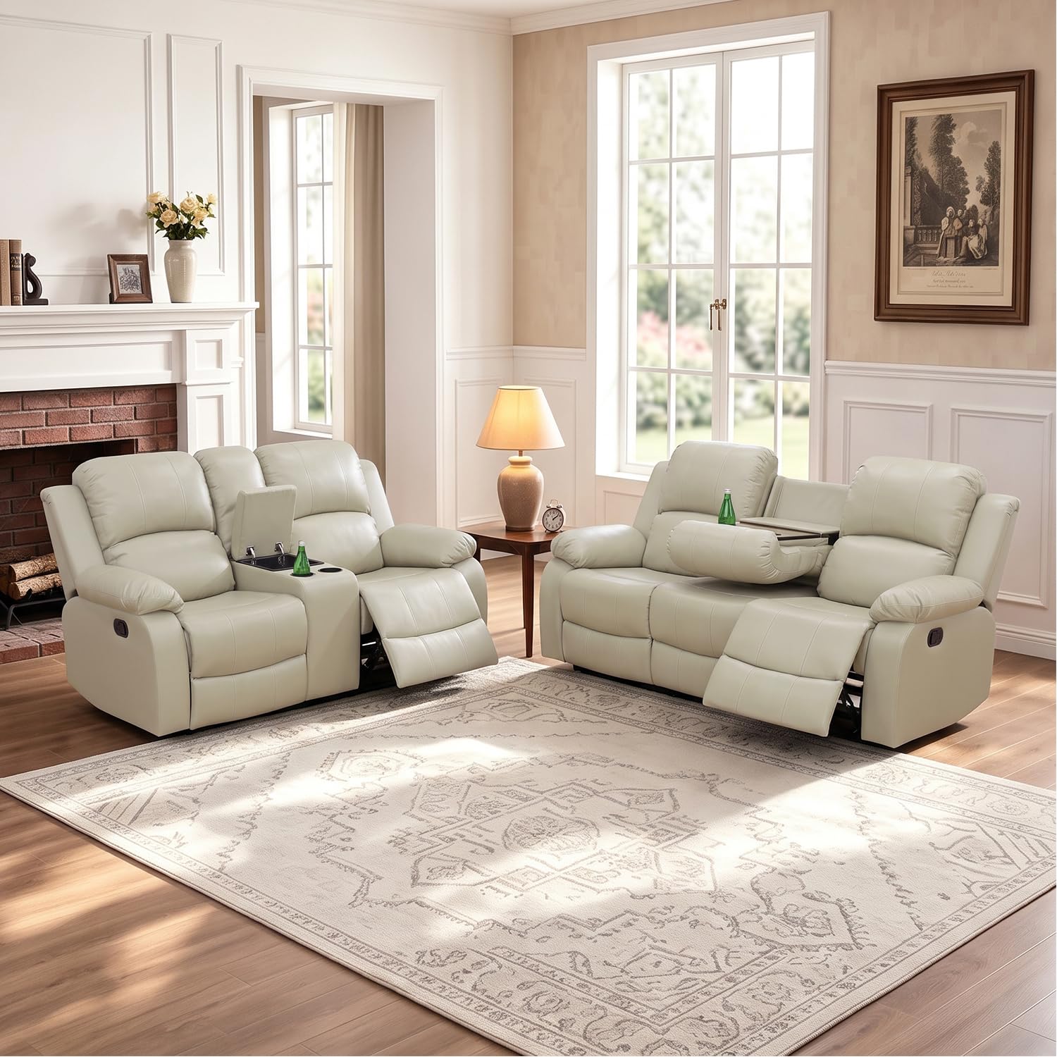 Caberryne 2-Piece Leather Recliner Sofa Set