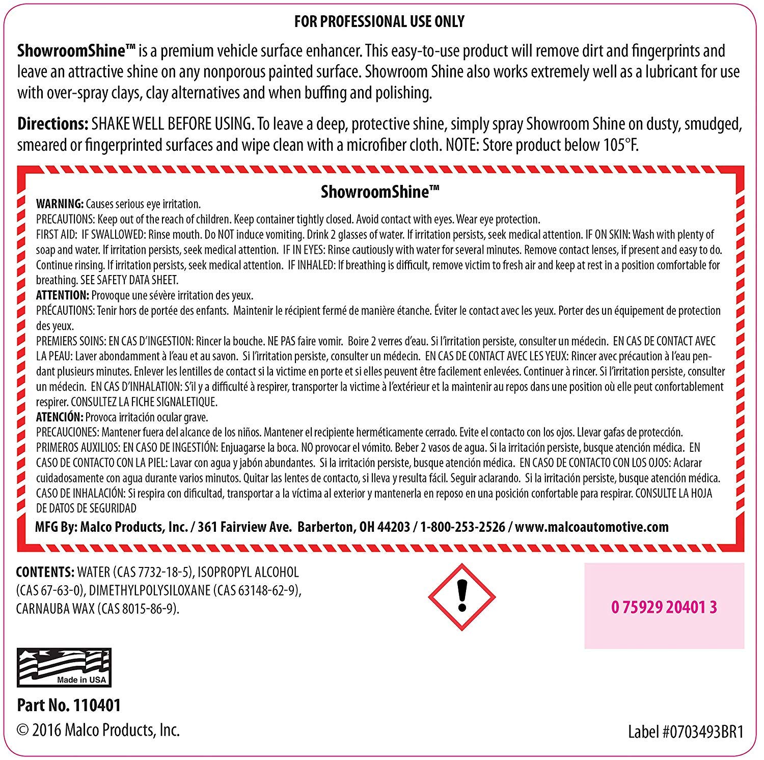 Malco Showroom Shine Spray Car Wax Best Car Wax Spray for