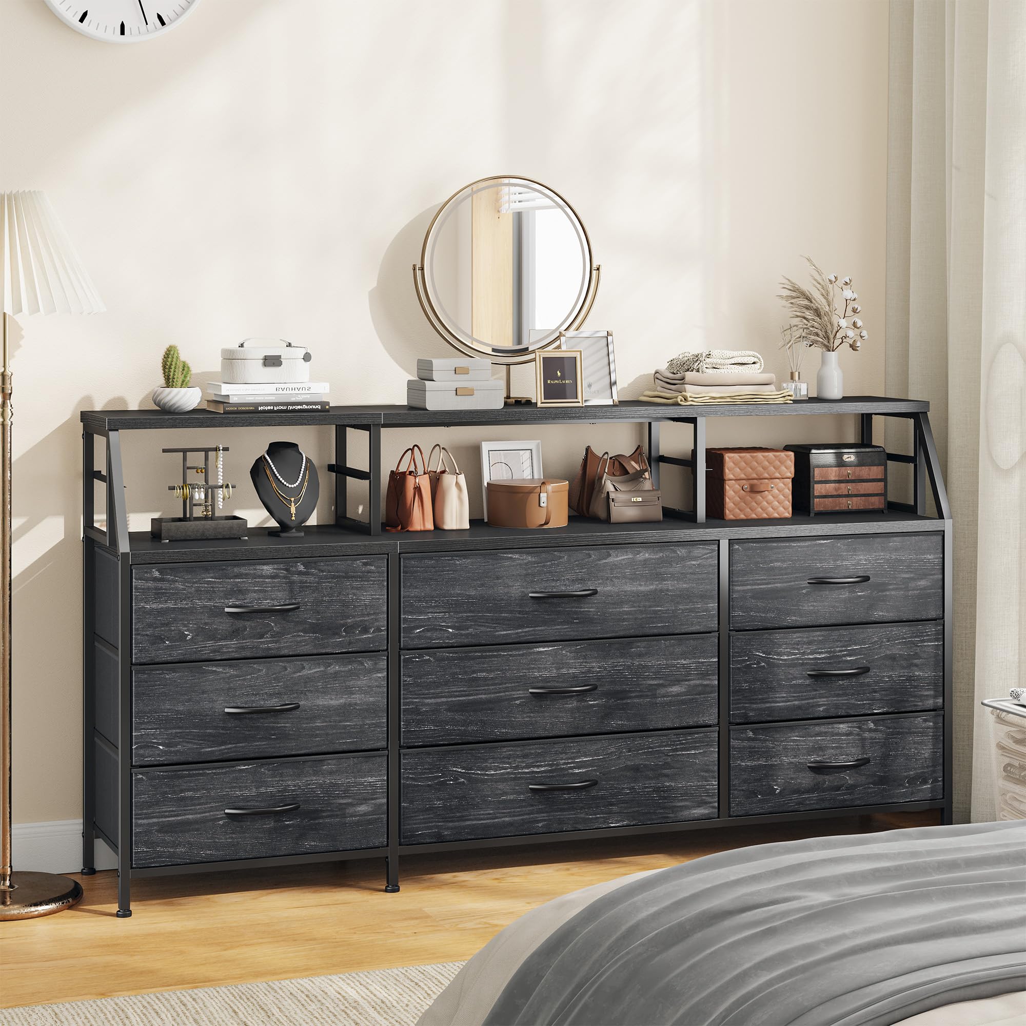 Homkdom Black 9-Drawer Dresser