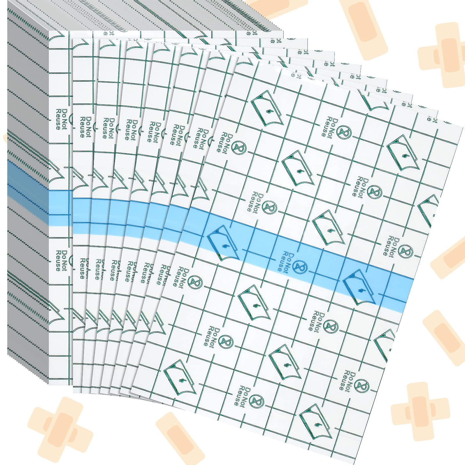 BBTO 50 Pieces Transparent Clear Adhesive Bandage Stretch Large Waterproof Film Adhesive Bandages Dressing Supplies(4 x 6 Inch)