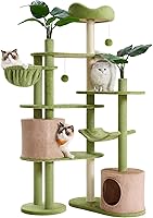 Feandrea 68.1" Cat Tree Tower - Multi-Level Plush Condo with 2 Caves, Hammock, Perch, 3 Scratching Posts & Pompom Toys UPCT330C01