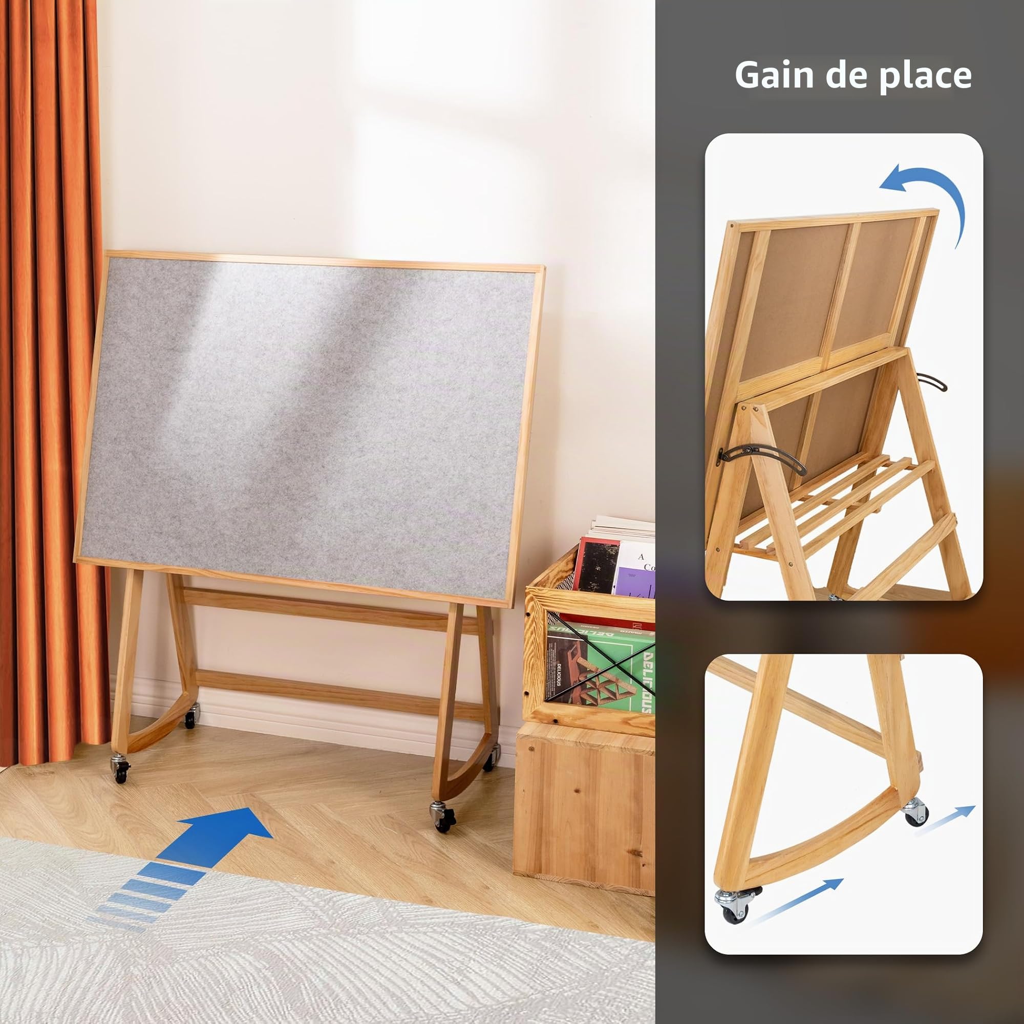 LAVIEVERT Table de puzzle de 1500 pièces avec pieds et housse, chevalet réglable en bois avec étagère de rangement, table de puzzle inclinable portable avec 4 roues roulantes pour adultes