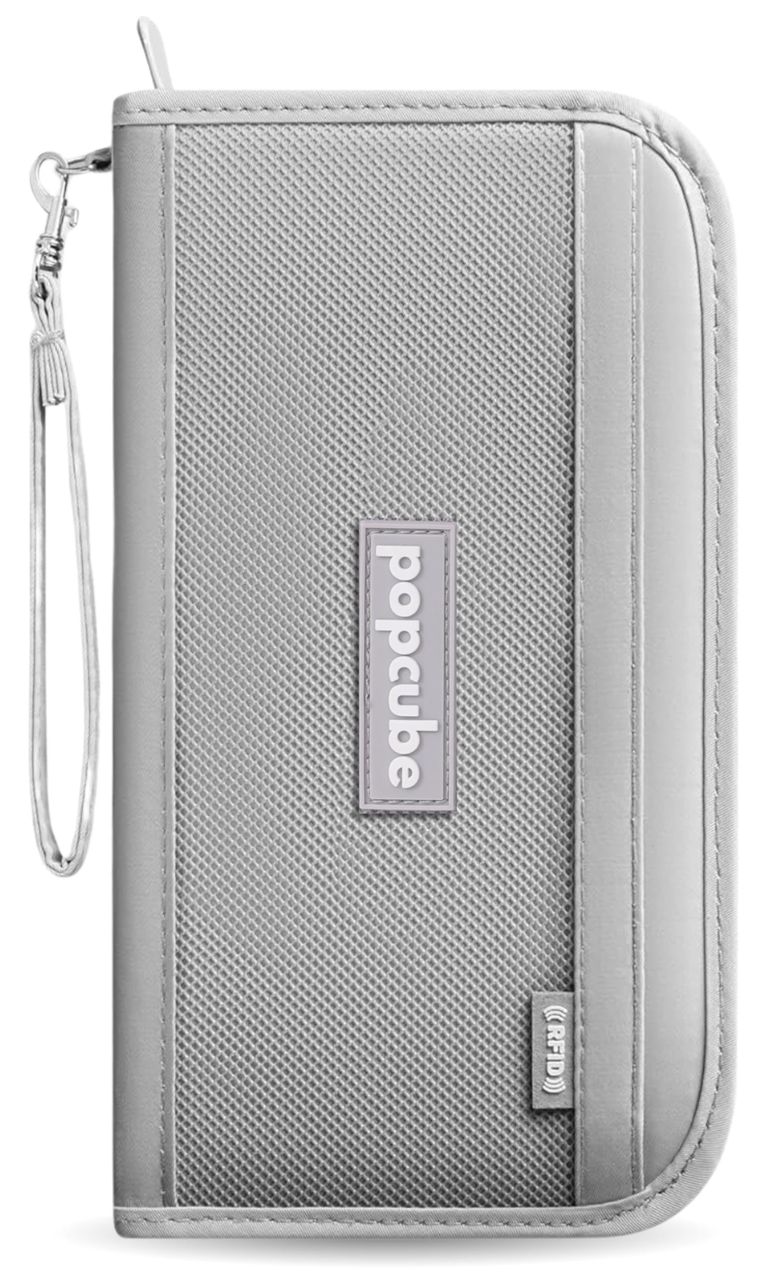 Polyester Travel Passport Cover for Men & Women with RFID Blocking- Passport Holder for Upto 4 passports- Passport Pouch with Removable Hand Strap. (Grey)