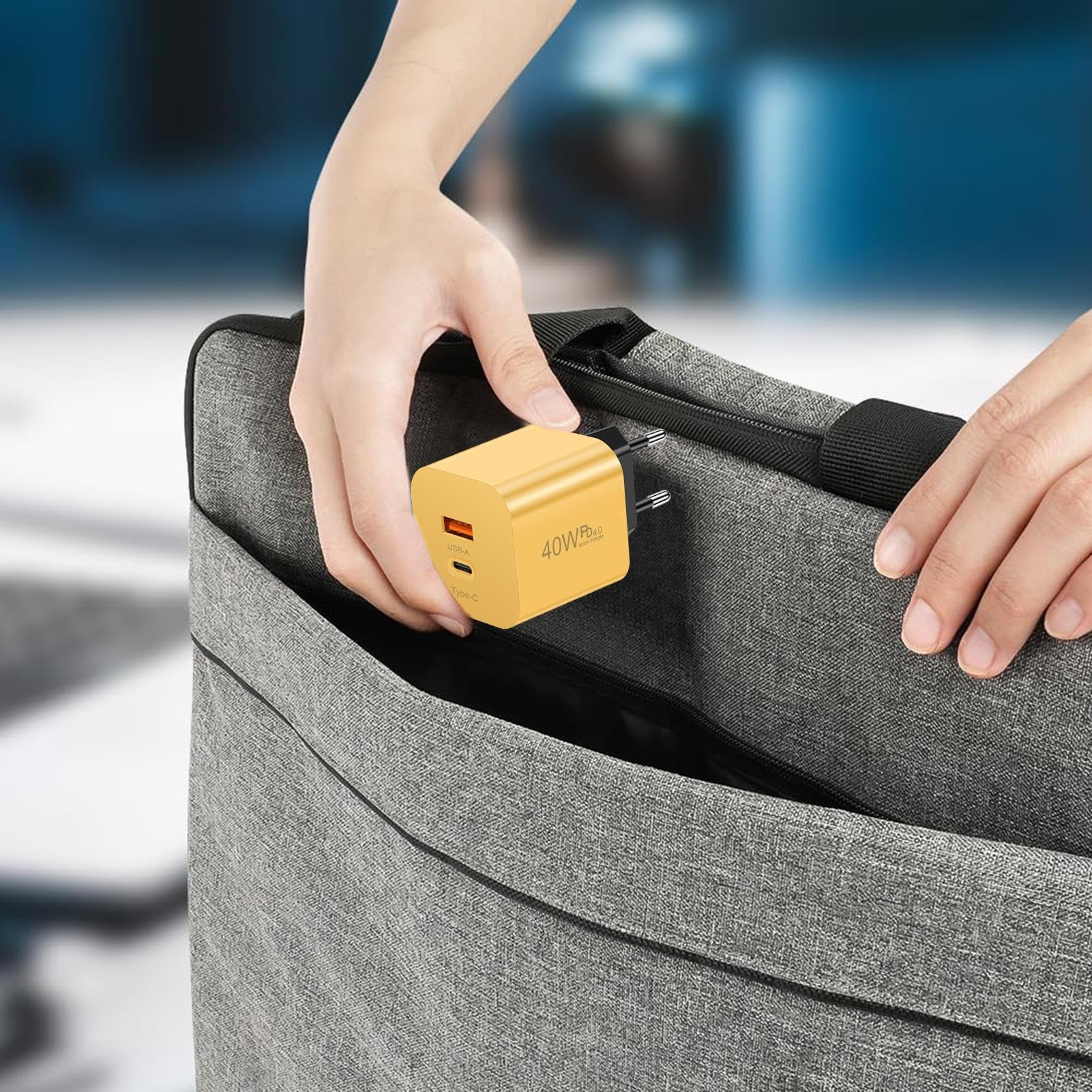 Caricatore Rapido USB C Ricarica Smartphone PD40W | Caricatore A Muro Multi-Porta Per Viaggiatori Casa Amanti della Tecnologia Giocatori Comodino Auto Aeroporto Hotel Sala