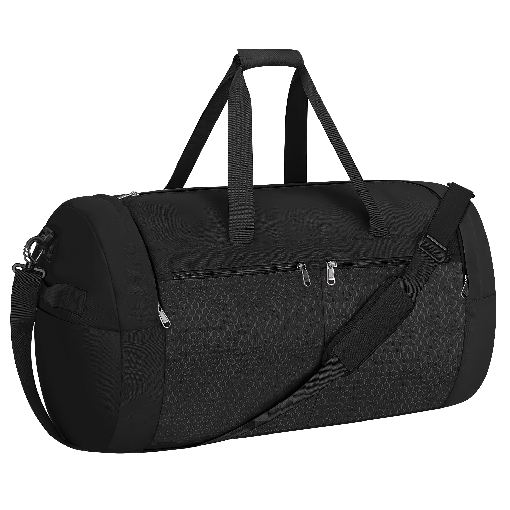 80L Large Capacity Lightweight Travel Duffel Bag, Portable Foldable Gym Bag with Independent Ventilated Shoe Compartment, Waterproof Black Travel Bag with Multi-Pockets for Women Men