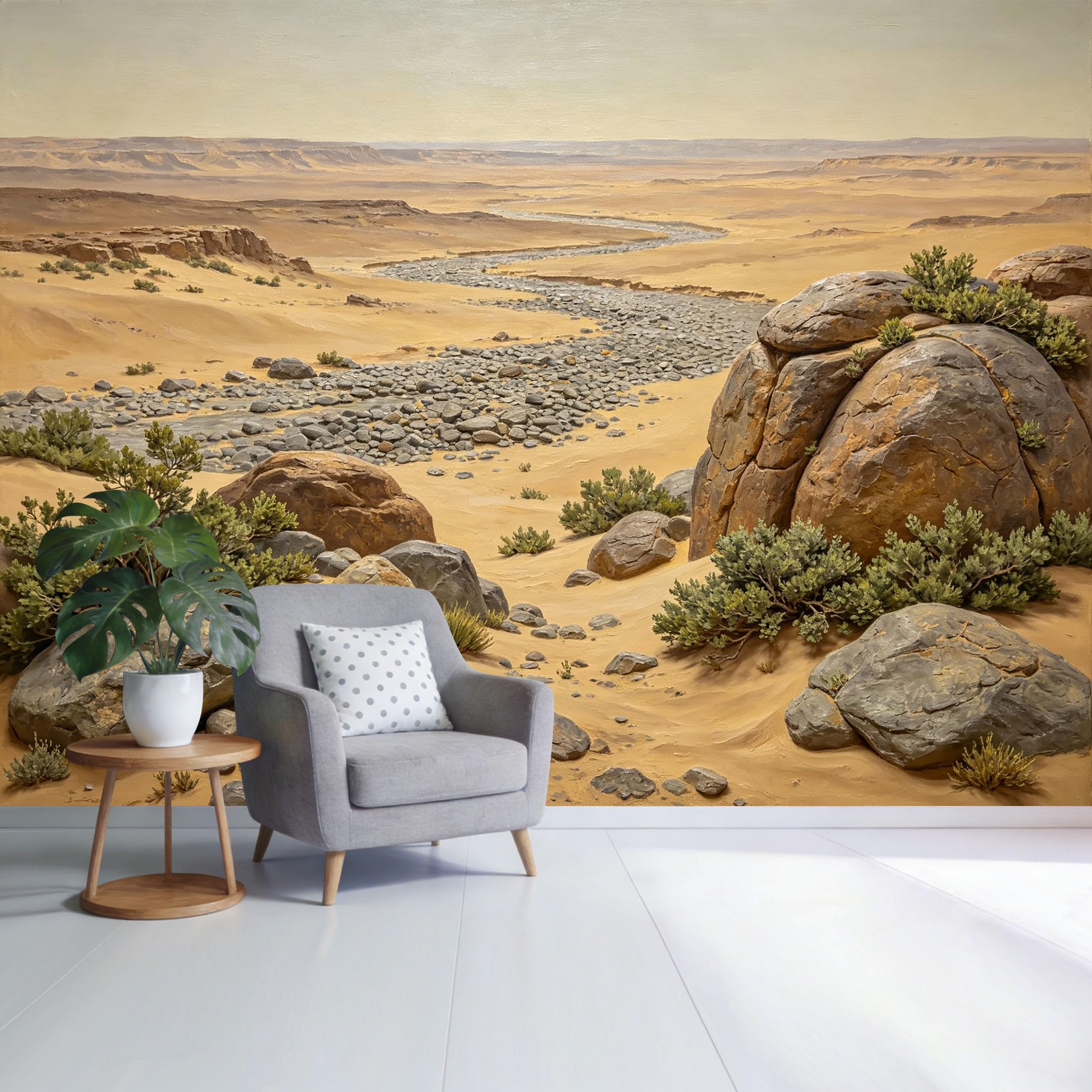 Custom Size Wall Mural Desert Canyon Landscape Rocky Sand Dunes Dry Riverbed Nature Scene SelfAdhesive Wall Fabric Removable Wallpaper for Home Office Decor