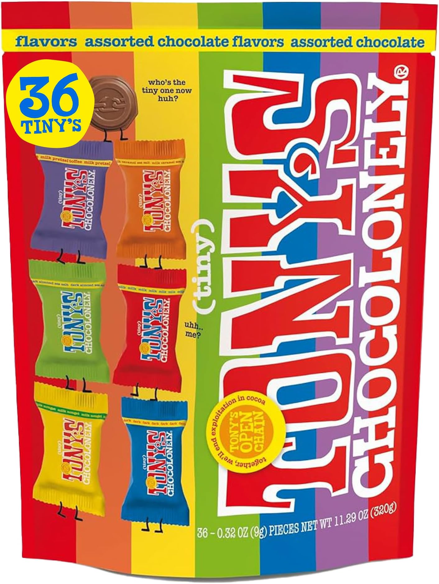 Tony's Chocolonely Assorted Milk Chocolate Pieces - Belgium Chocolate, Fairtrade & B Corp Certified (36 pieces, 11.28 oz)