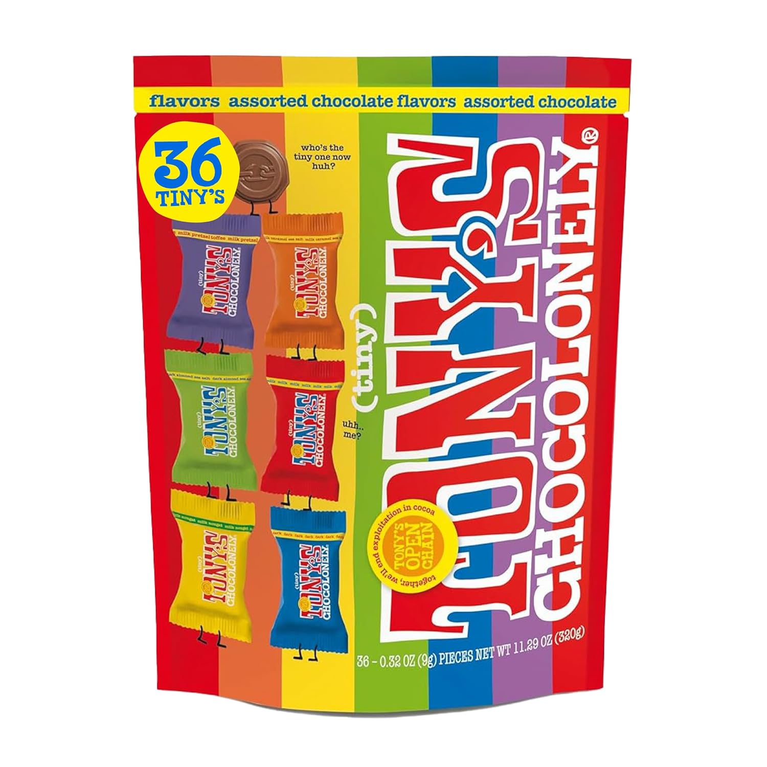 Tony's Chocolonely Chocolate Variado, 36 Piezas, 11.28 Oz