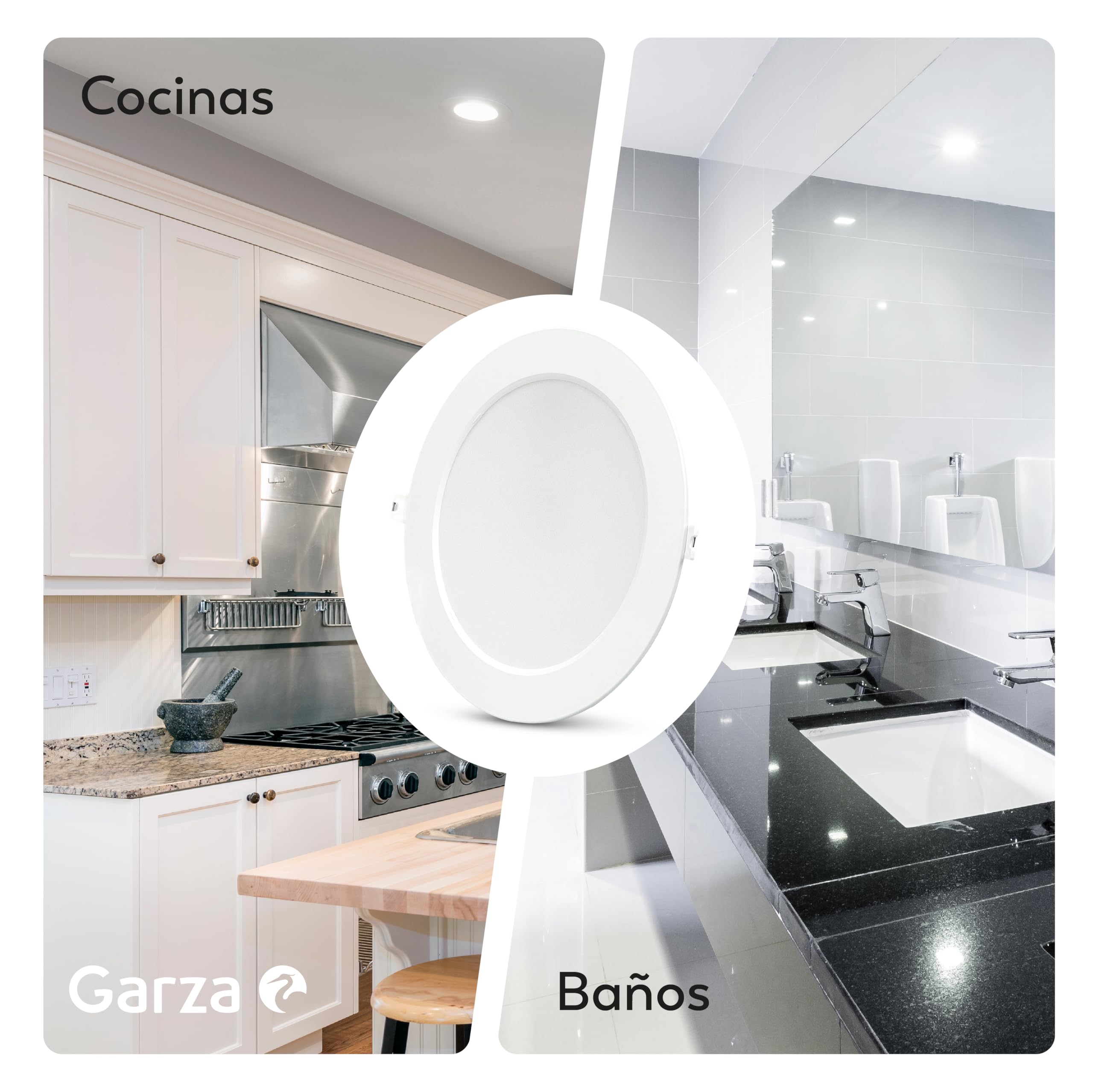 Garza - Pack 3+1 Downlight LED Techo empotrable 18W, 6500k (Luz Fría), Ø220x29mm, 120º, Lampara de techo plana color blanco para baño, salón, cocina...