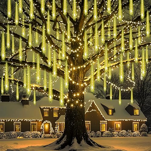 Miniatura 1 de Luces de Navidad para exteriores, con certificación UL, 8 tubos, 192 LED, lluvia de meteoros, luces de carámbano para árbol de Navidad, decoraciones