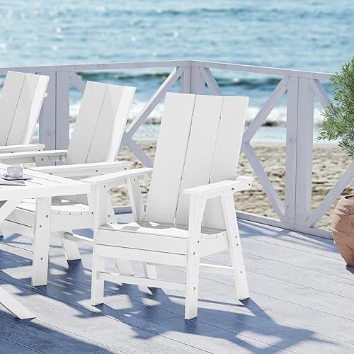 Vista 205 de WestinTrends Malibu Malibu Patio al aire libre HDPE plástico Adirondack silla comedor teca