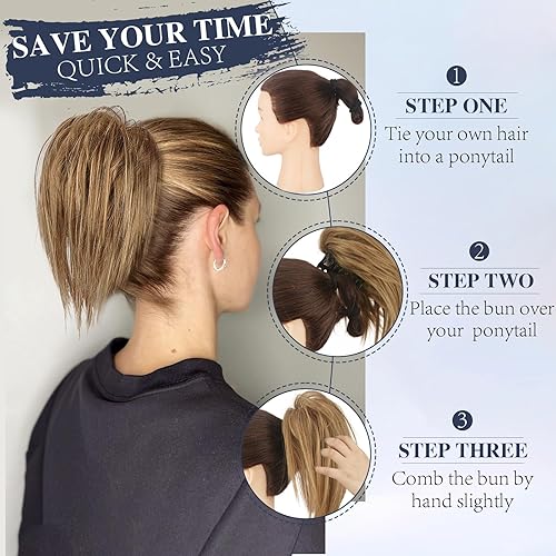 Miniatura 5 de BARSDAR Extensiones de moño desordenado, extensiones de moño con clip de garra para mujer, extensiones de moño despeinadas, extensiones de moño