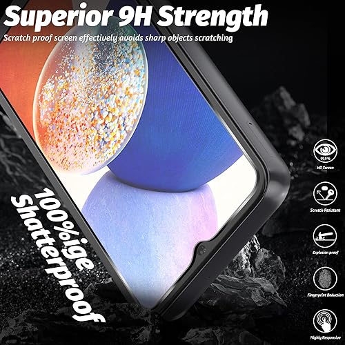 Miniatura 2 de Orzero - Protector de pantalla de vidrio templado compatible con Samsung Galaxy A14 5G, bordes de arco 2.5D, 9H, antiarañazos, de alta definición,