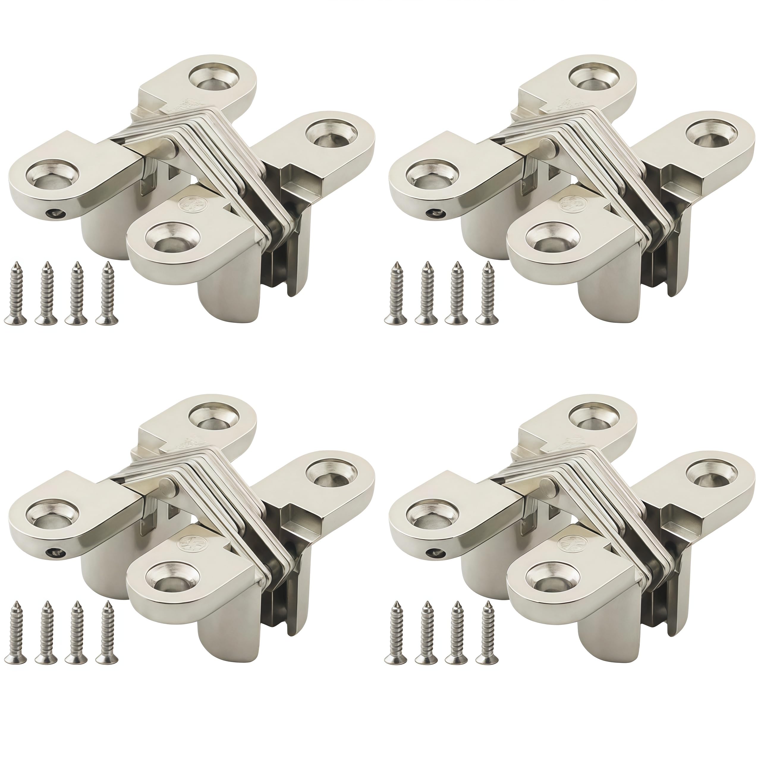 Hinge 4 Pack Alloy 180 Degree Folding Silent Concealed Hinges Suitable for Cabinet Doors and Windows Silver Thickened Version