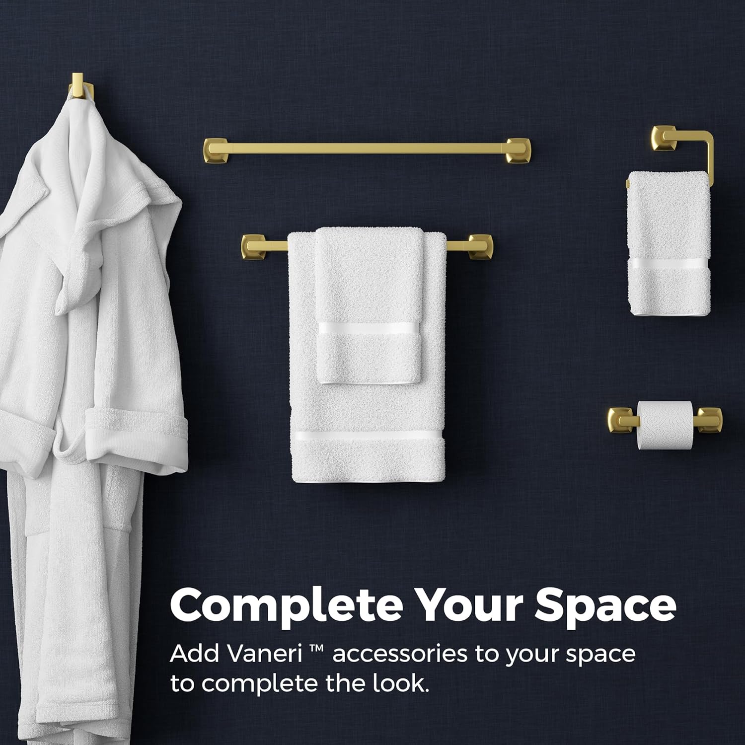 Pfister Vaneri Bath Towel Bar for Bathroom, 24-Inch, Wall-Mounted, Screw-in, Brushed Gold Finish, BTBVRI2BG