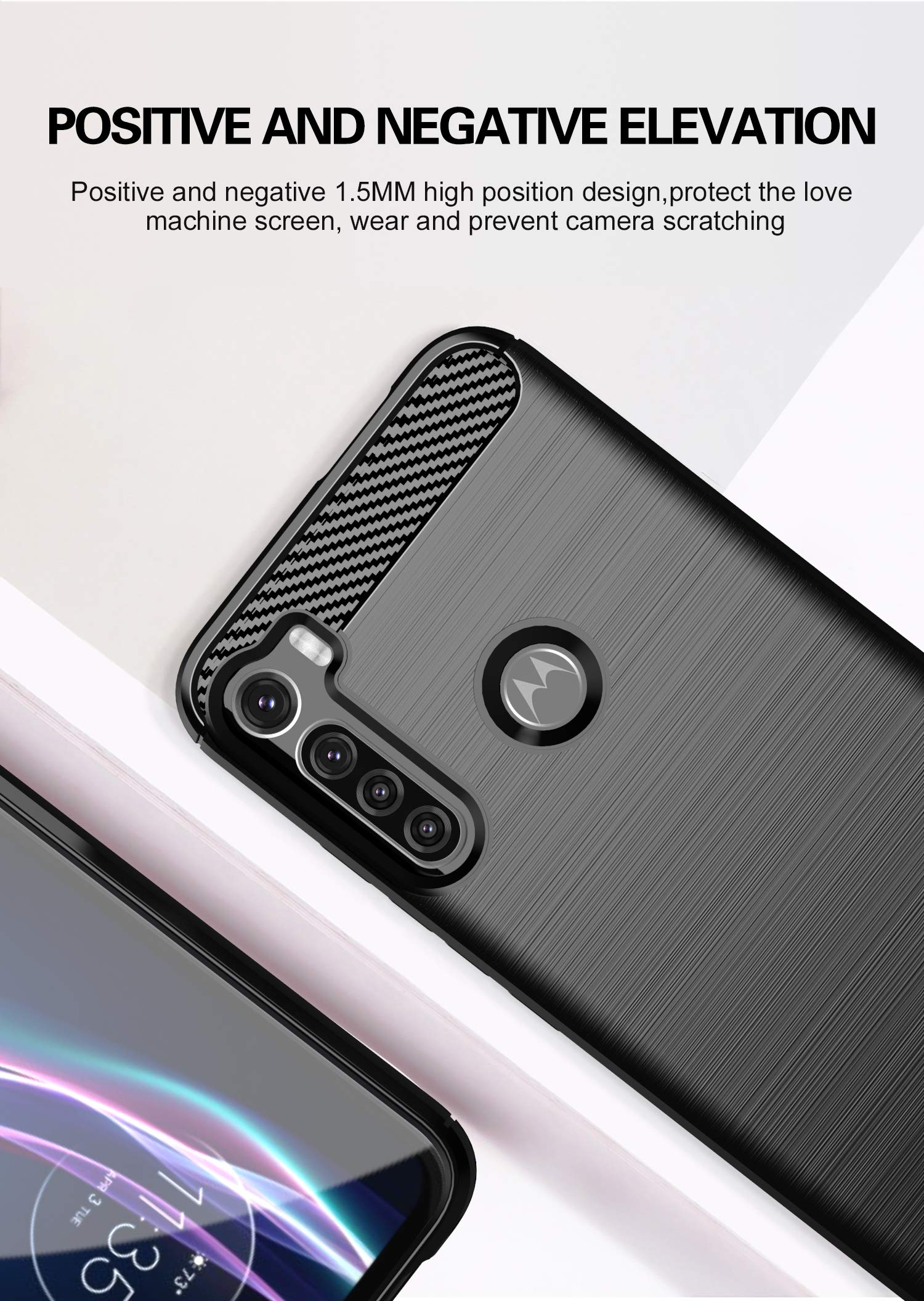 Custodia Per Motorola One Fusion+ - Silicone TPU Antiurto, Protezione Completa, Nero - Foto 3