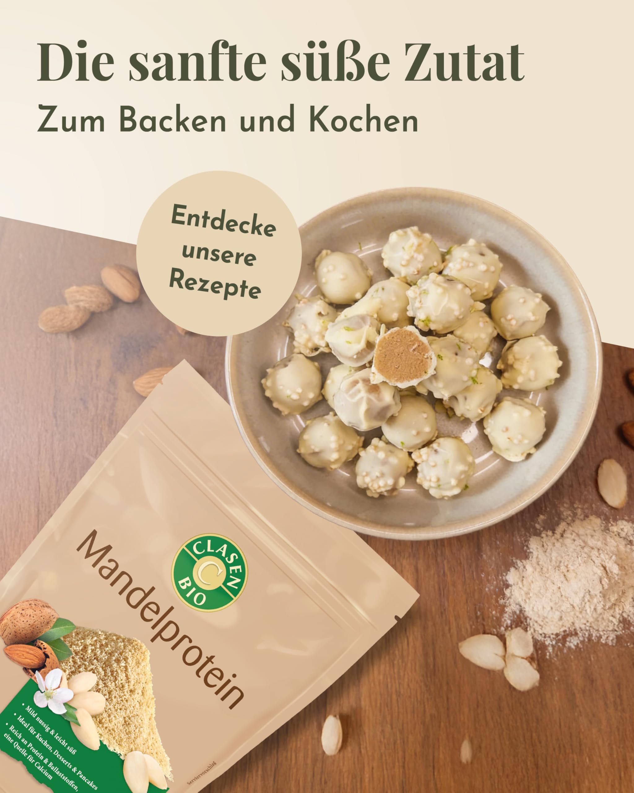 CLASEN BIO Mandelprotein 3x300g Bundle – Mandelmehl teilentölt mild nussig & leicht süß – Low Carb Almond Flour ideal für Kuchen, Desserts & Pancakes – Reich an Protein, Ballaststoffen, Calcium