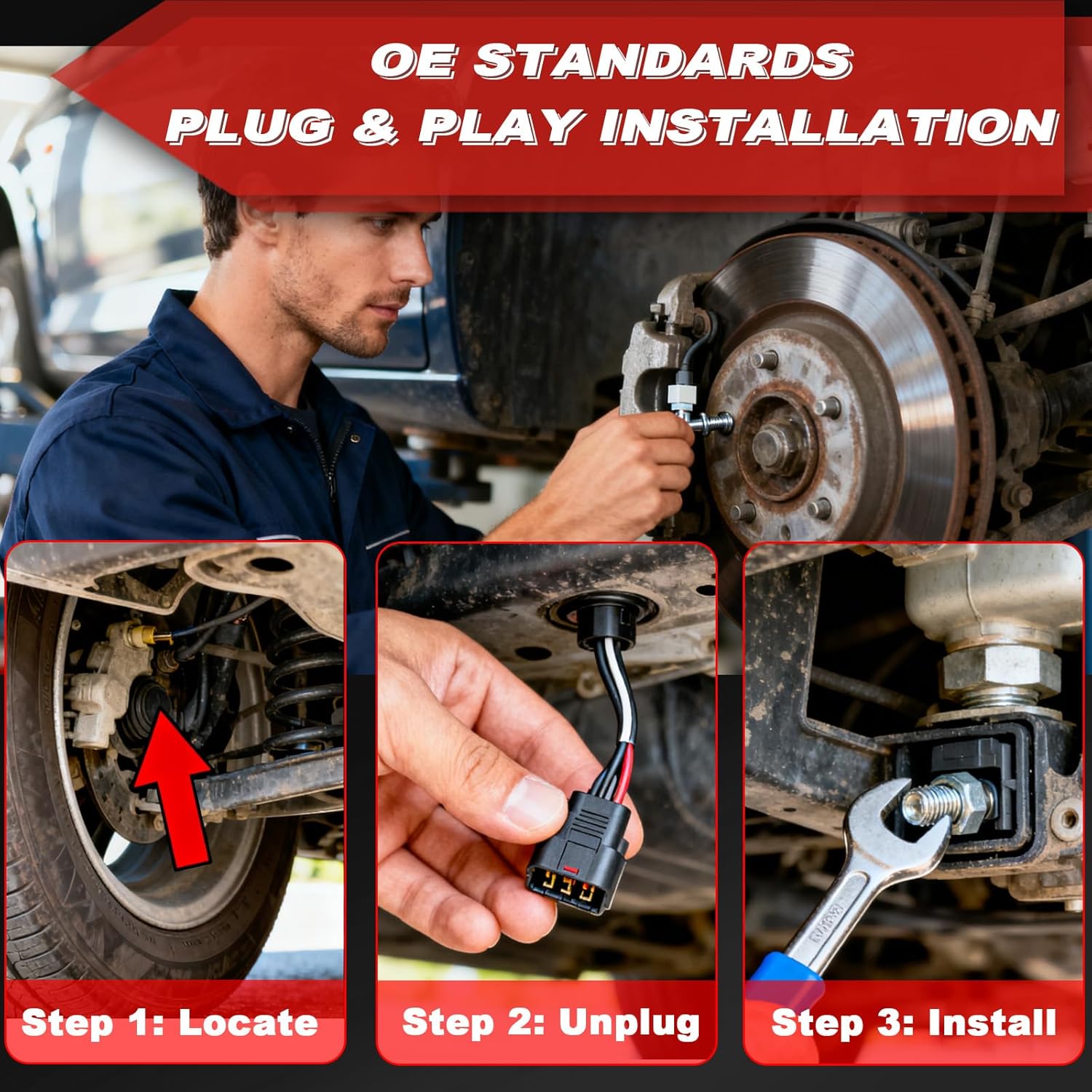 ABS Wheel Speed Sensor 1Pc: Rear Left & Right Compatible with Chevrolet 2014-2019 Silverado 1500 V8 5.3L V8 6.2L L4 2.7L V6 4.3L, 2015-2017 Tahoe V8 5.3L, 2019 Silverado 1500 LD V8 5.3L