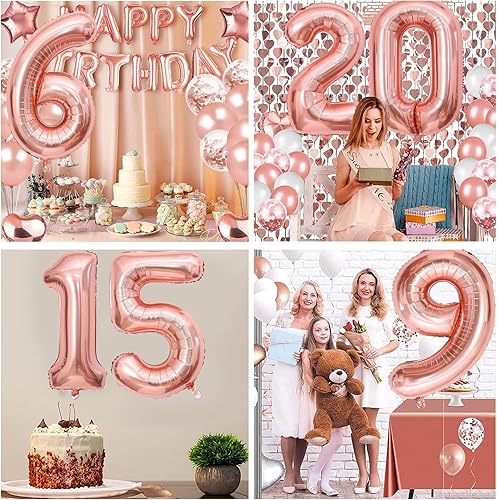 Miniatura 7 de Globo rosa con el número 16 de 40 pulgadas, globos grandes de Mylar para niños de 16 años de edad, decoración de fiesta de cumpleaños, boda,