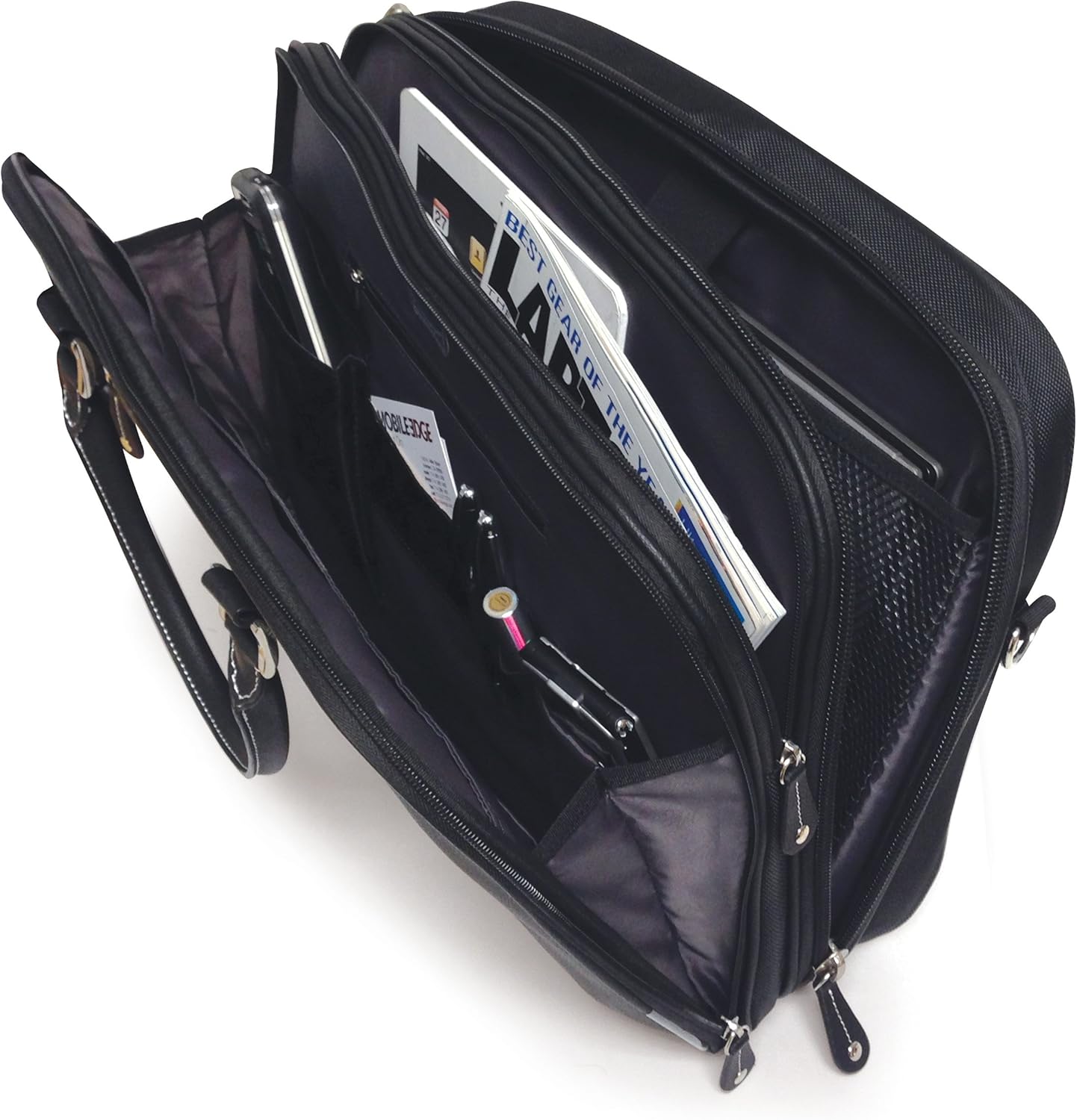 Mobile Edge Women's Herringbone Laptop Bag for 16" PC, Compatible with MacBook 17", TSA-Friendly, Black