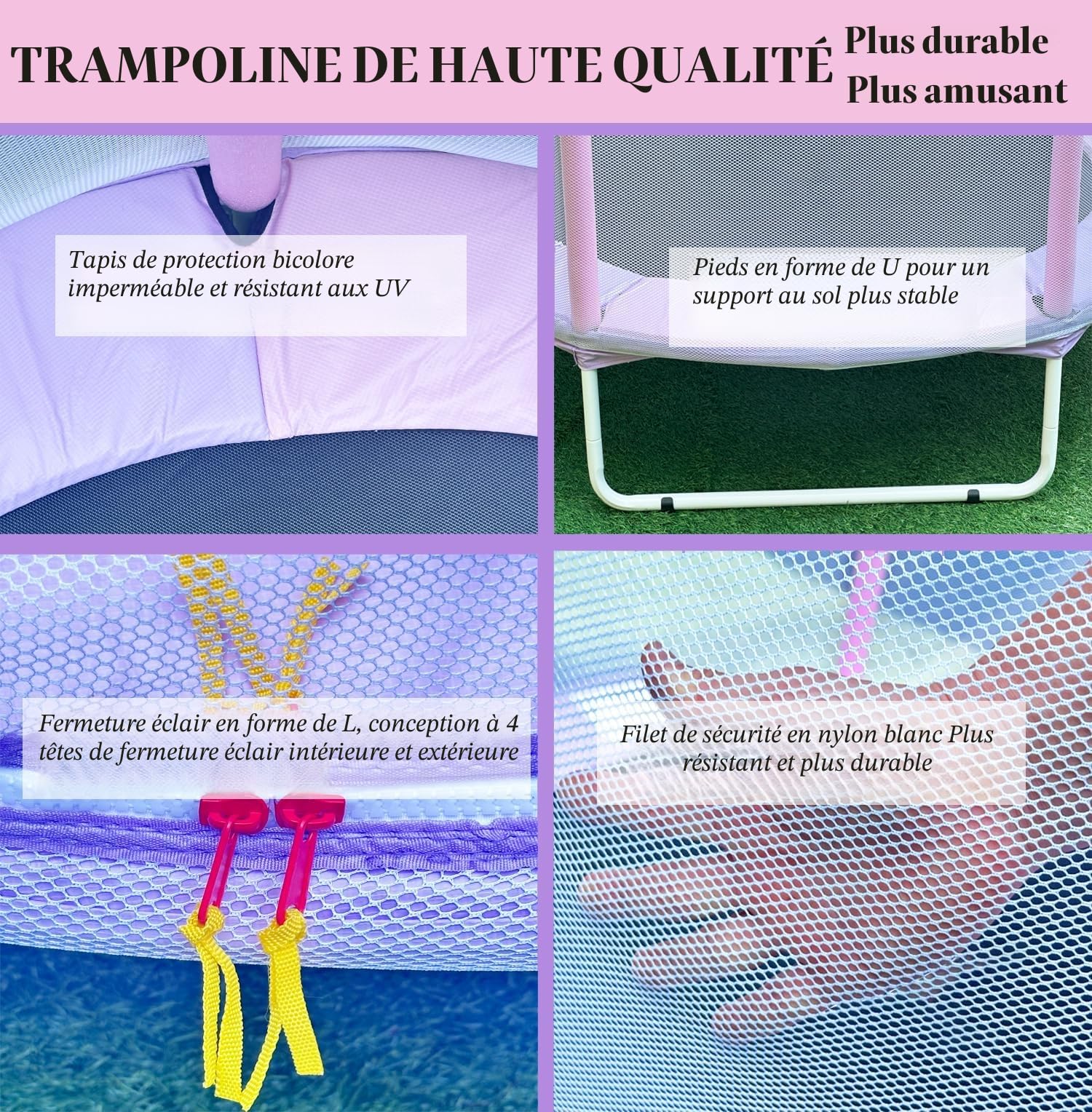 PILIN Trampoline pour Enfant avec Panier de Basket, 150 cm, lit de Saut d'intérieur et d'extérieur avec Ressorts, Filet de sécurité surélevé - Jouet d'anniversaire pour garçons et Filles - Cadeau de