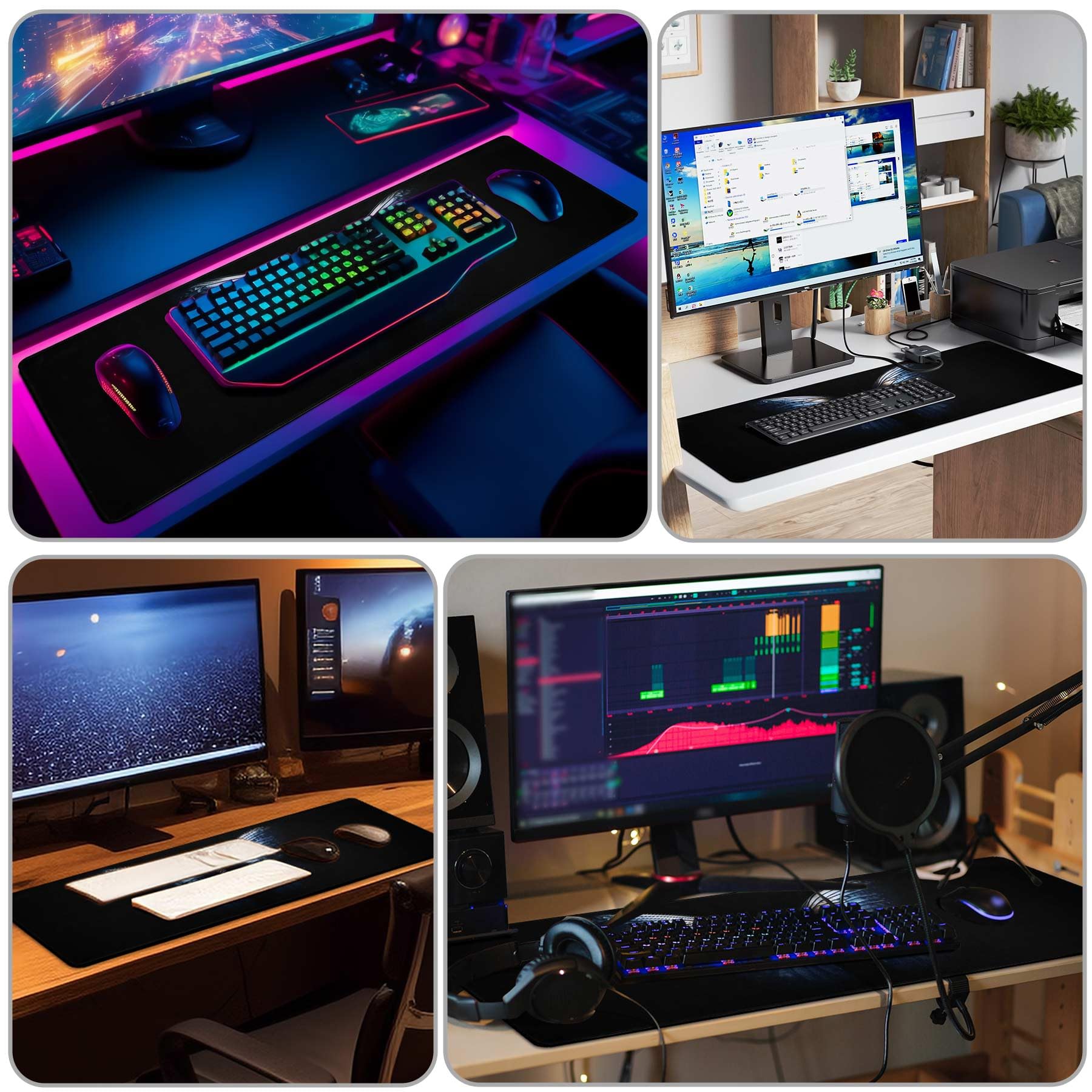 Tappetino Scrivania In Feltro 90x40 Cm - Antiscivolo, Silenzioso, Per Protezione Desktop (Grigio Chiaro) - Foto 4