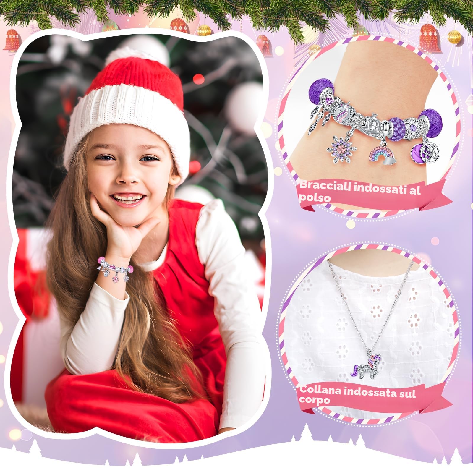 Calendario Avvento 2025 Gioielli, Calendario Dell'Avvento Kinder Diy Charms Kit per Bambina Bambini Donna, Calendario Avvento Bracciale Collane Gioielli Riempire Regali 5 6 7 8 9 10 11 12 Anni