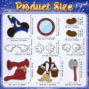 BOpusail 13Pcs Magical Mouse Cruise Door Magnet Magical Dress Up Mop Bucket Cruises Entrance Decal Decor Refrigerator Garage Outdoor Magnet Waterproof Magnetic Sticker for Holiday Carnival Ships Cabin