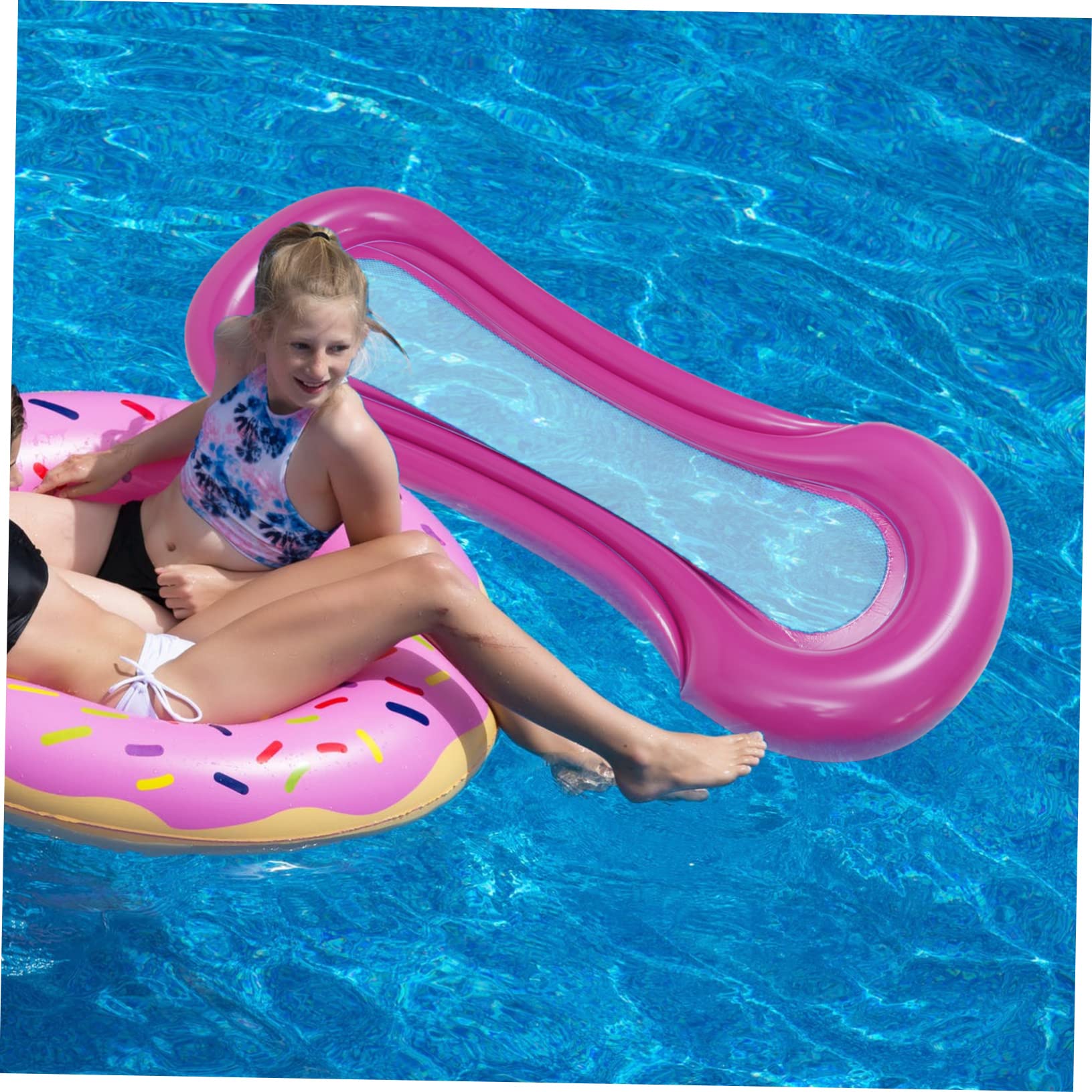 Toyvian Materassino Gonfiabile Rosso Pieghevole con Rete, Letto Galleggiante Portatile in Pvc per Piscina e Giochi Acquatici