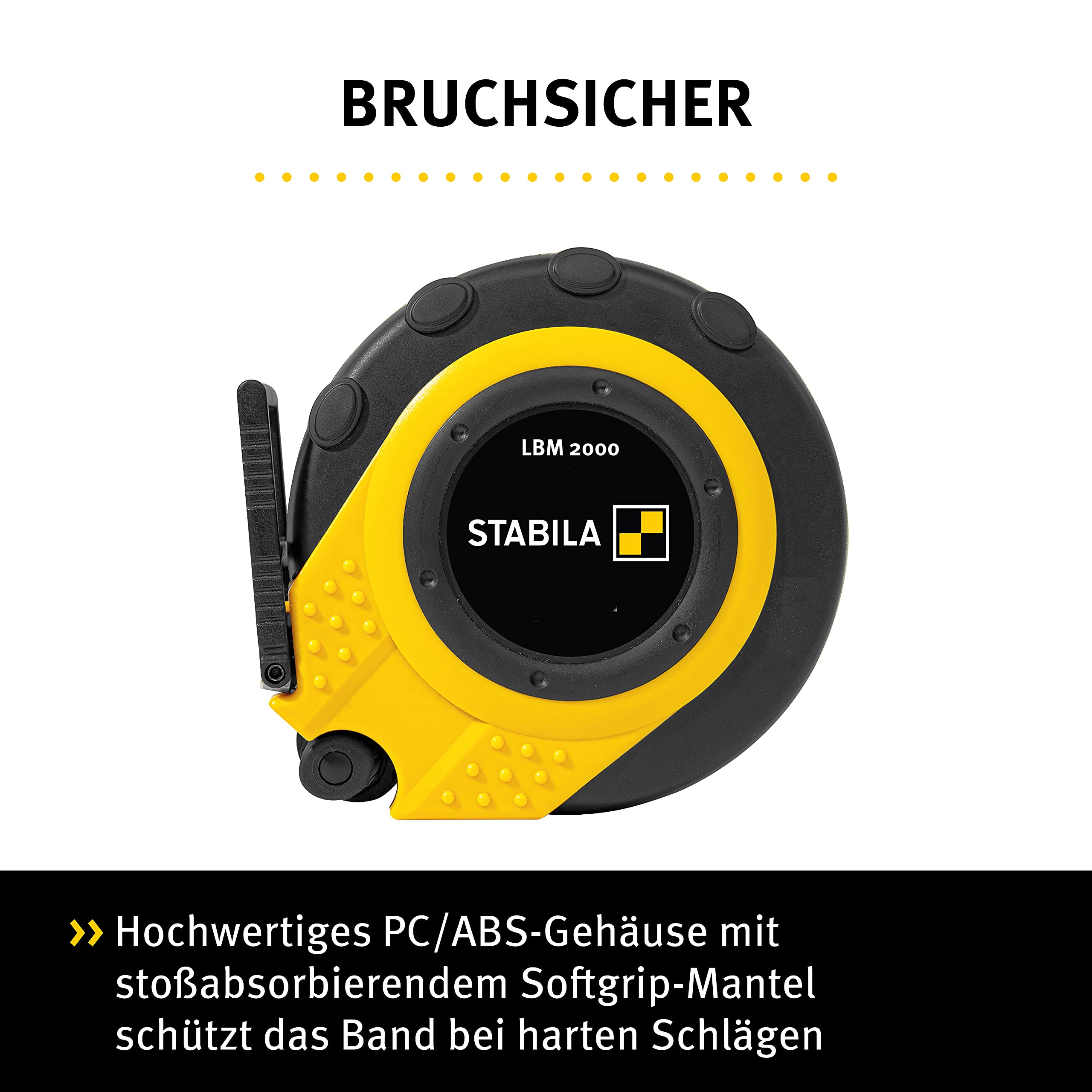 STABILA Capsule Tape Measure LBM 2000 Fibreglass, 20 m, Fibreglass Measuring Tape with Metric Scale and Kink Protection - Image 2