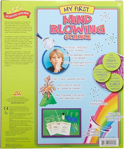 Expand your child's scientific knowledge and unleash their inner scientist with MIND BLOWING SCIENCE SECRETS. This educational kit includes 11 exciting activities and experiments that will captivate young minds. From writing secret messages to friends to creating colored crystals from cabbage, each experiment is designed to educate and entertain. Dive into the world of chemical reactions, acid base indicators, and carbon dioxide gas as you explore the endless possibilities of science. With this kit, learning becomes a fun and unforgettable adventure. Description by ChatGPT.