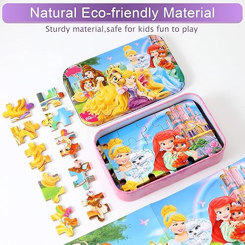 Miniatura 23 de Rompecabezas para niños de 4 a 8 años, 60 piezas para niños de 3 a 5 años en una caja de metal, rompecabezas para niñas y niños, juguetes