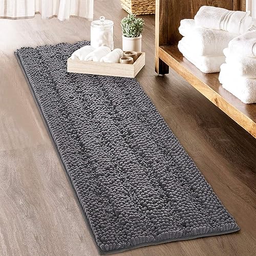 KGORGE Alfombras de baño grises  Alfombras de baño suaves y grandes, alfombra de baño absorbente de agua, alfombra de ducha para inodoro, puerta,