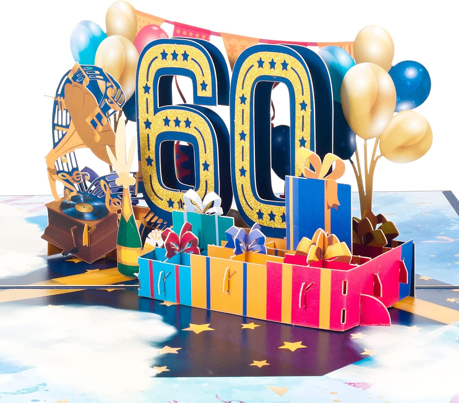 60th Birthday Card, Pop Up Card for Year of Age Birthday Party 3D Birthday Cards, Happy Birthday Greeting Cards - Image 5