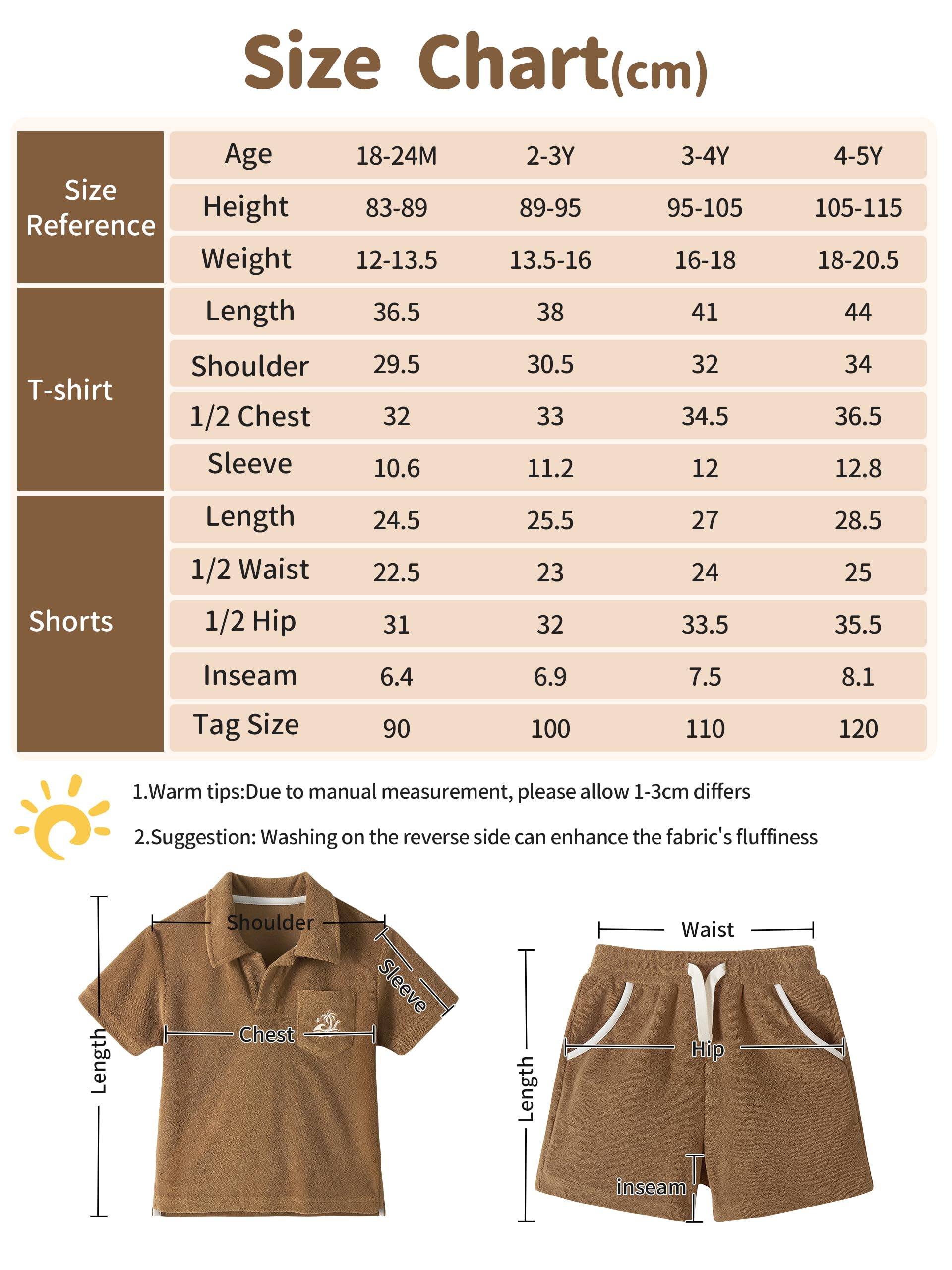 Volunboy Ensemble été Bébé Garçon en Tissu Éponge, Chemise à Col Mouette et Short à Taille Élastique pour Plage et Loisirs