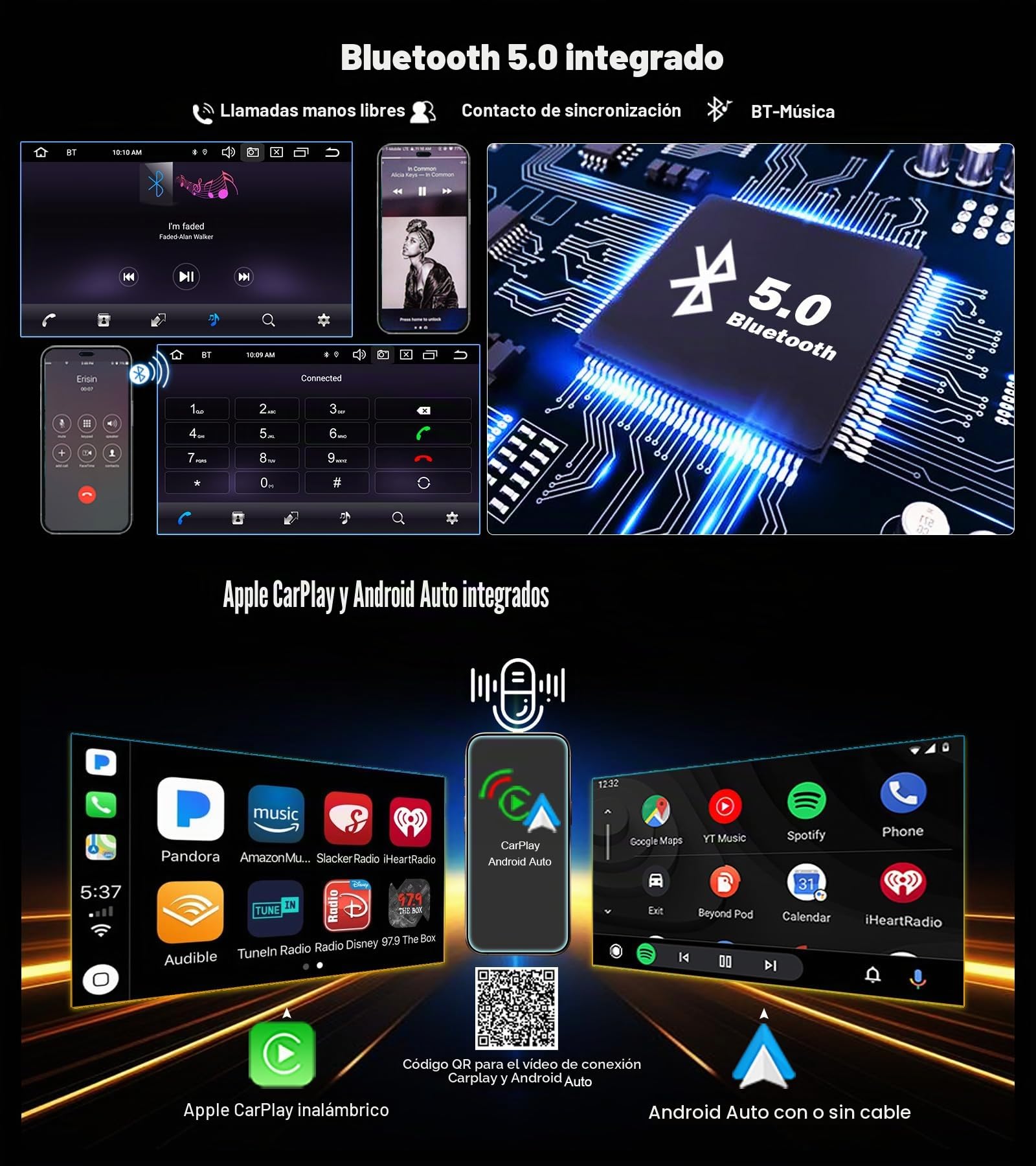 erisin [4+64GB] 8 Core Android 14 Car Stereo Autoradio para Mercedes Clase A/B W169 W245 Sprinter Viano VW Crafter Soporte Carplay GPS Sat Nav DSP Bluetooth 5.0 WiFi Canbus DVD Pantalla táctil