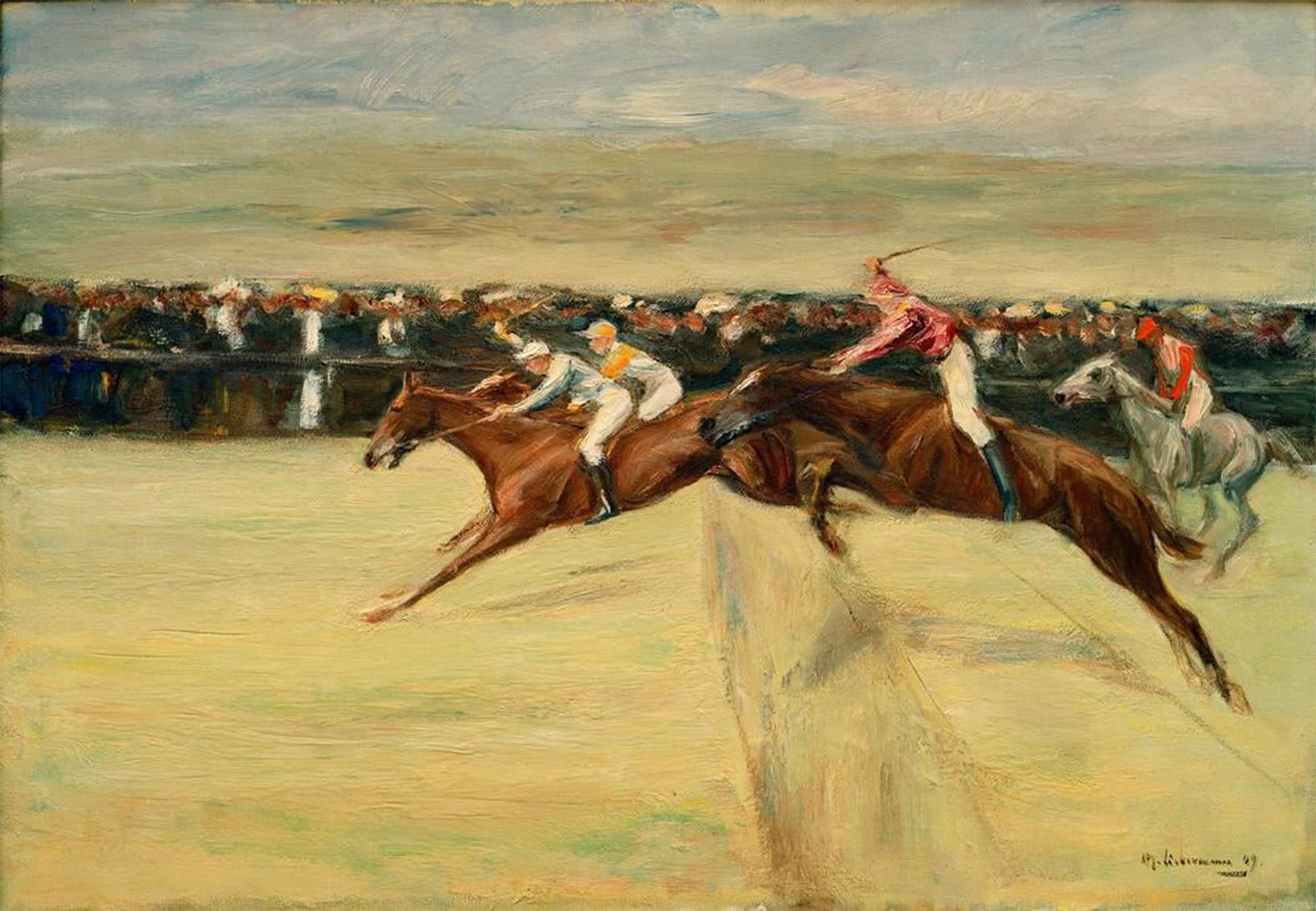 RZHRHJES Famous Painting Poster Art Canvas Print Retro Picture Horse racing in the Cascines by Max Liebermann Poster Wall Art for Home Decor 60x90cm
