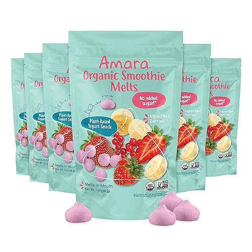 Amara Smoothie Melts - Mezcla de bayas rojas bocadillos para bebés hechos con frutas y verduras aperitivos saludables para niños pequeños yogur