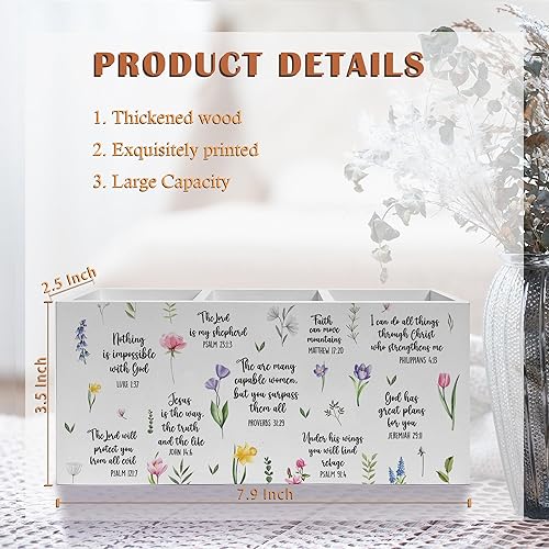 Miniatura 6 de Soporte Inspirador Floral para Bolígrafos y Lápices con Versículos Bíblicos, Decoración Cristiana para Oficina en Casa, Organizador de Bolígrafos y