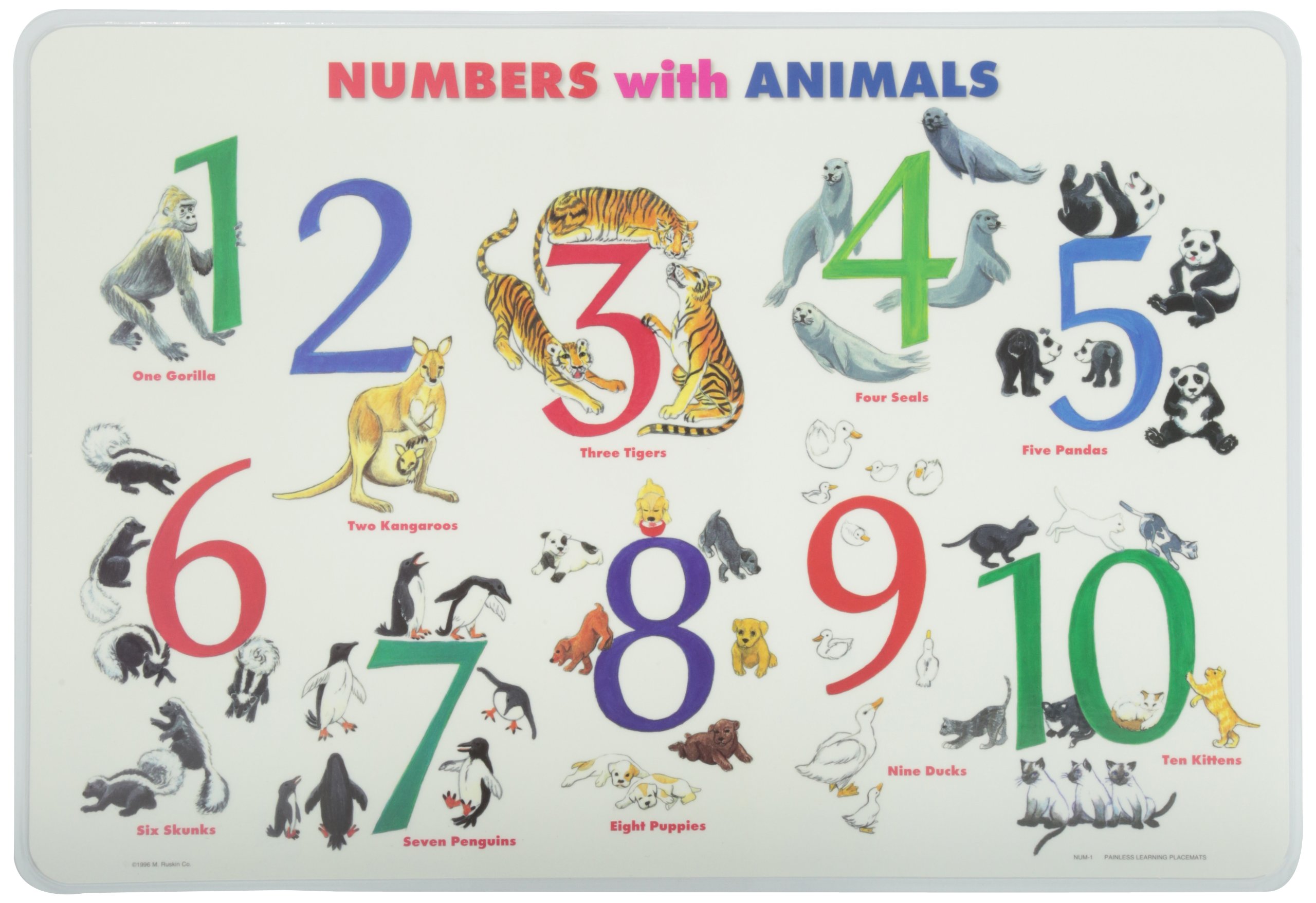 PAINLESS LEARNING PLACEMATS-Numbers with Animals-Placemat