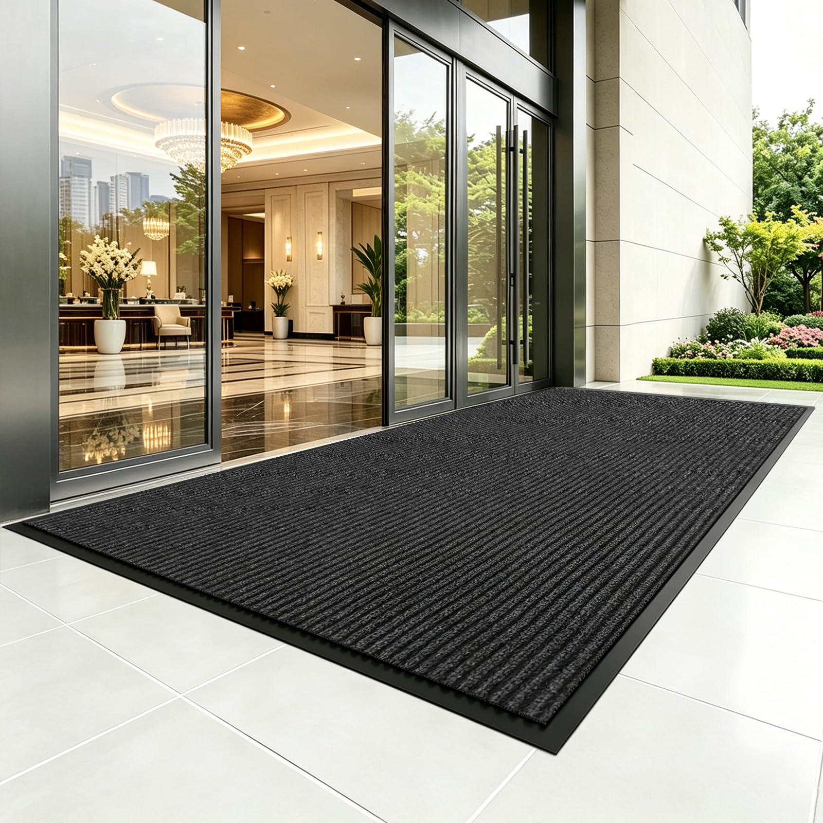 TANYOYO 3' X 10'Ft(40×118inches) Commercial Grade Door Floor Mat Brush Step Entrance Mat Vinyl Backed Utility Doormat Heavy Duty Floor Rugs Commercial Outdoor Carpet Indoor Entrance Mat，Grey — Amazon image 9