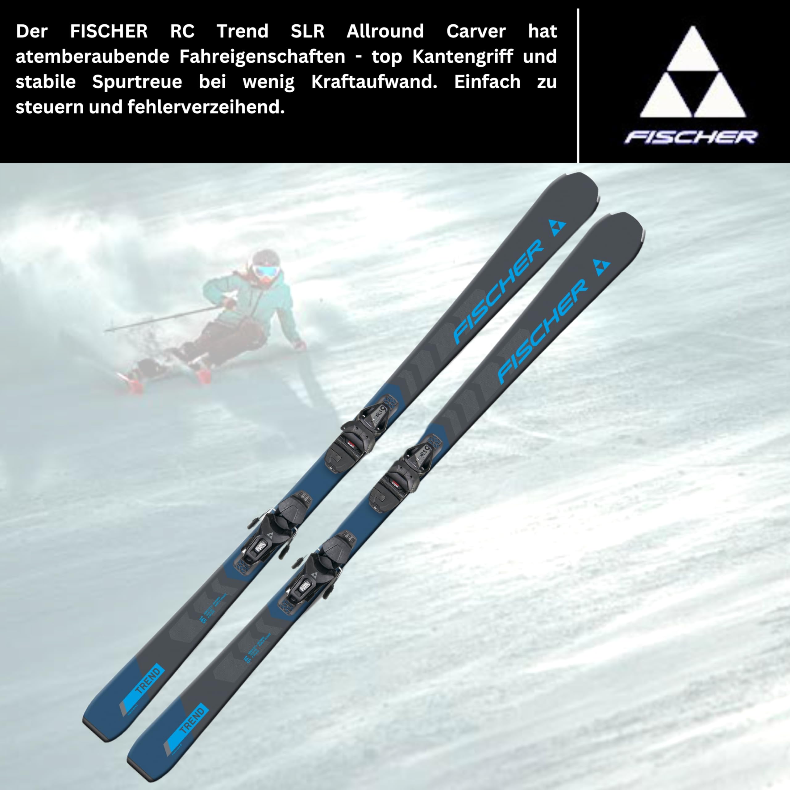Ski Alpinski Carvingski On-Piste-Rocker - Fischer RC Trend SLR - inkl. Bindung RS9 SLR Z2,5-9 - All Mountain Ski - geeignet für Einsteiger bis Fortgeschrittene