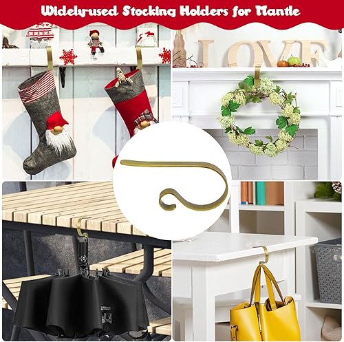 Miniatura 8 de ZYSUN Soporte para calcetines de Navidad, paquete de 4 soportes para calcetines para manta, soportes antideslizantes para decoraciones de Navidad,