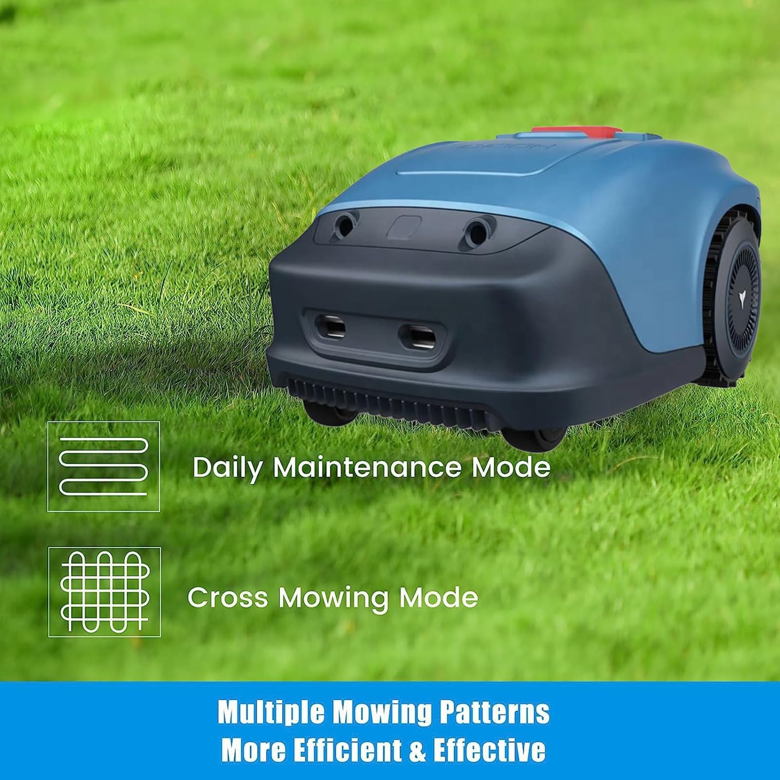 Cortacésped robótico de 1/4 de Acre, sin Cables perimetrales, Control por aplicación con límites virtuales, con estación de Carga, Altura de Corte de 20-55 mm, Pendiente del 33%.